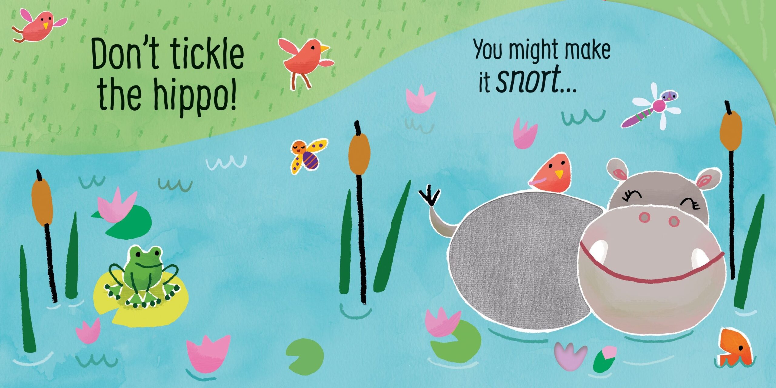 Usborne – Don't Tickle the Hippo! – Carte cu sunete pentru copii 6+ luni – carte pentru copii Usborne, preview pagini