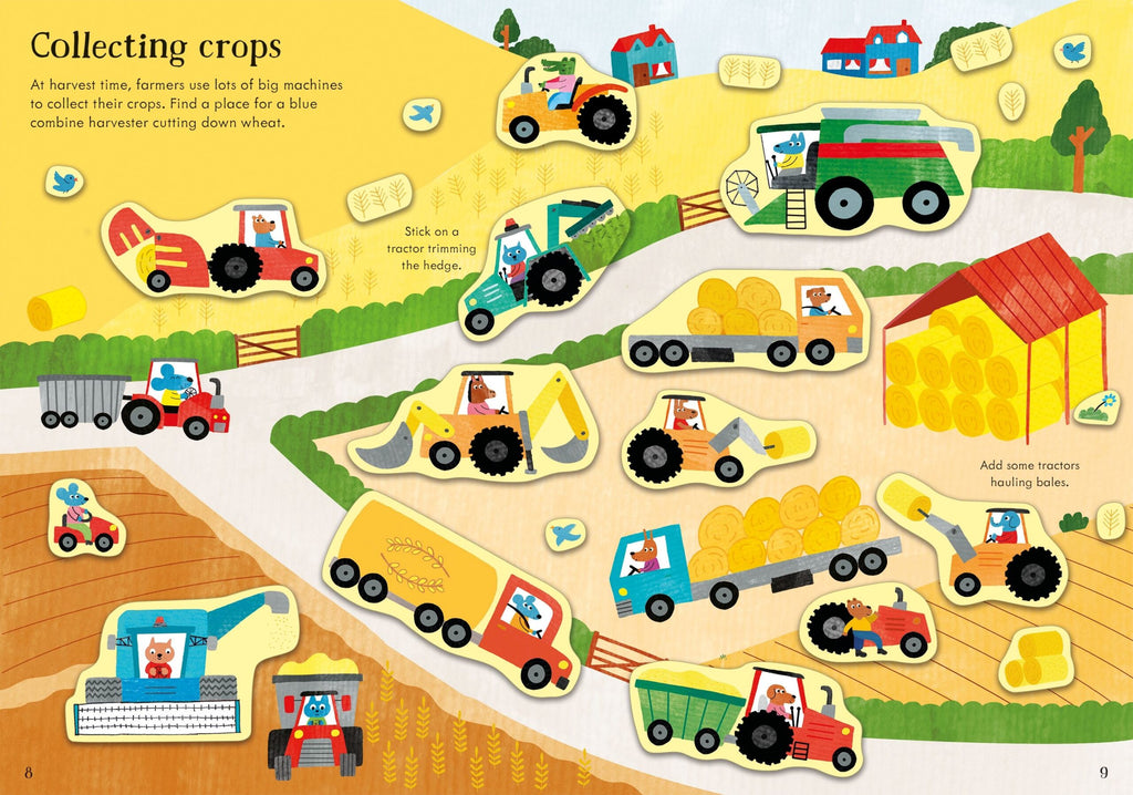 Usborne – Little First Stickers Tractors and Trucks – Carte cu stickere pentru copii 3+ ani – carte pentru copii Usborne, preview pagini