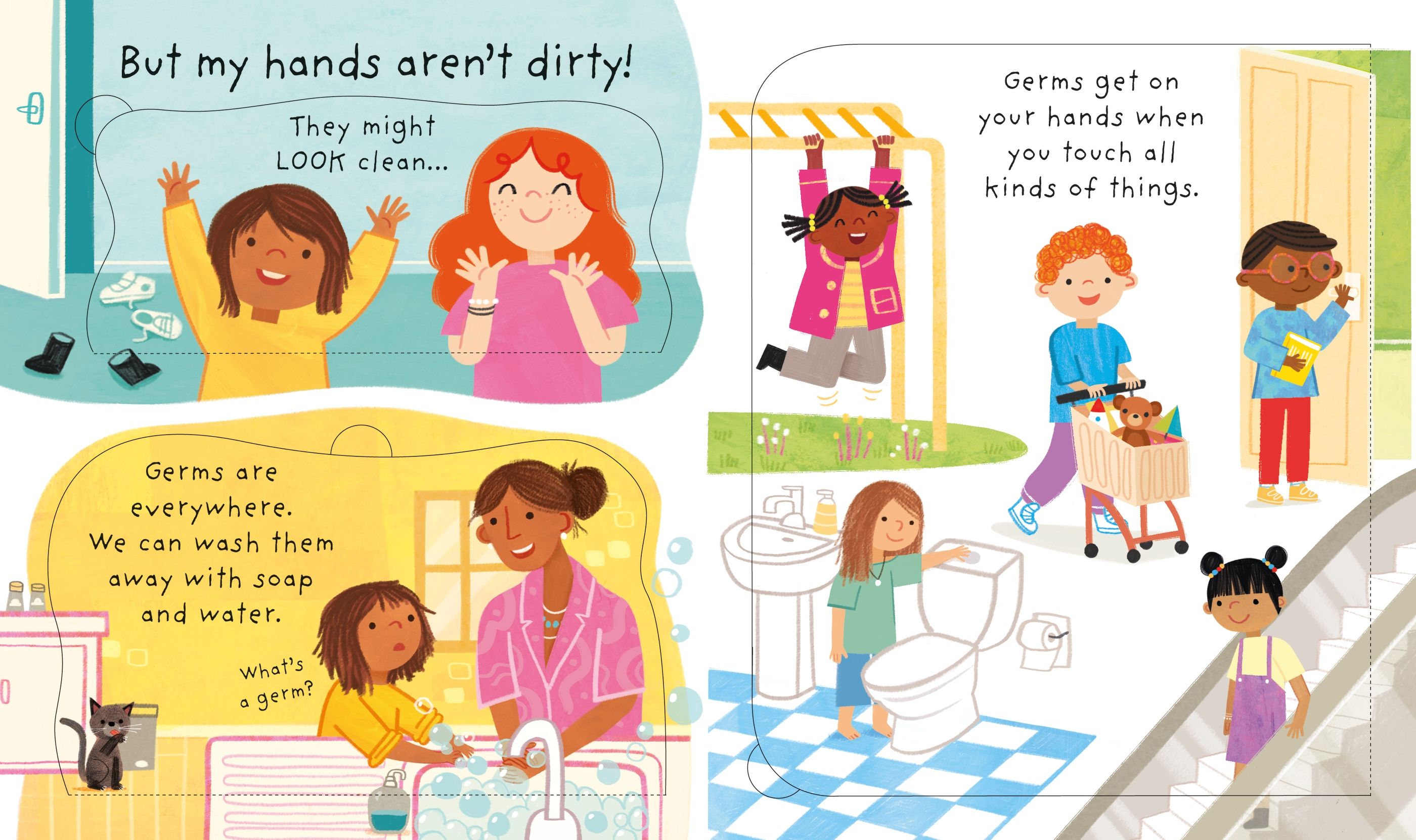 Usborne – Very First Questions & Answers: Why do I need to wash? – Carte pentru copii 3+ ani – carte pentru copii Usborne, pagini interior ilustrate