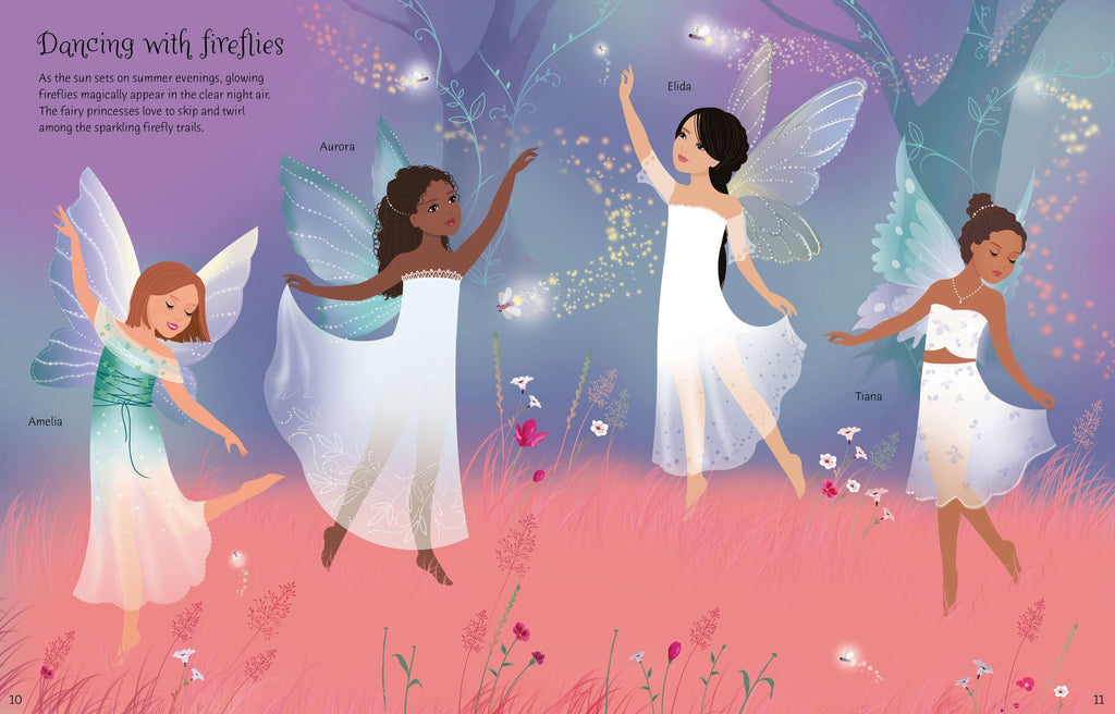 Usborne – Sticker Dolly Dressing Fairy Princesses – Carte cu stickere pentru copii 5+ ani – carte pentru copii Usborne, preview pagini