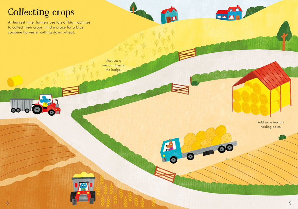 Usborne – Little First Stickers Tractors and Trucks – Carte cu stickere pentru copii 3+ ani – carte pentru copii Usborne, preview pagini