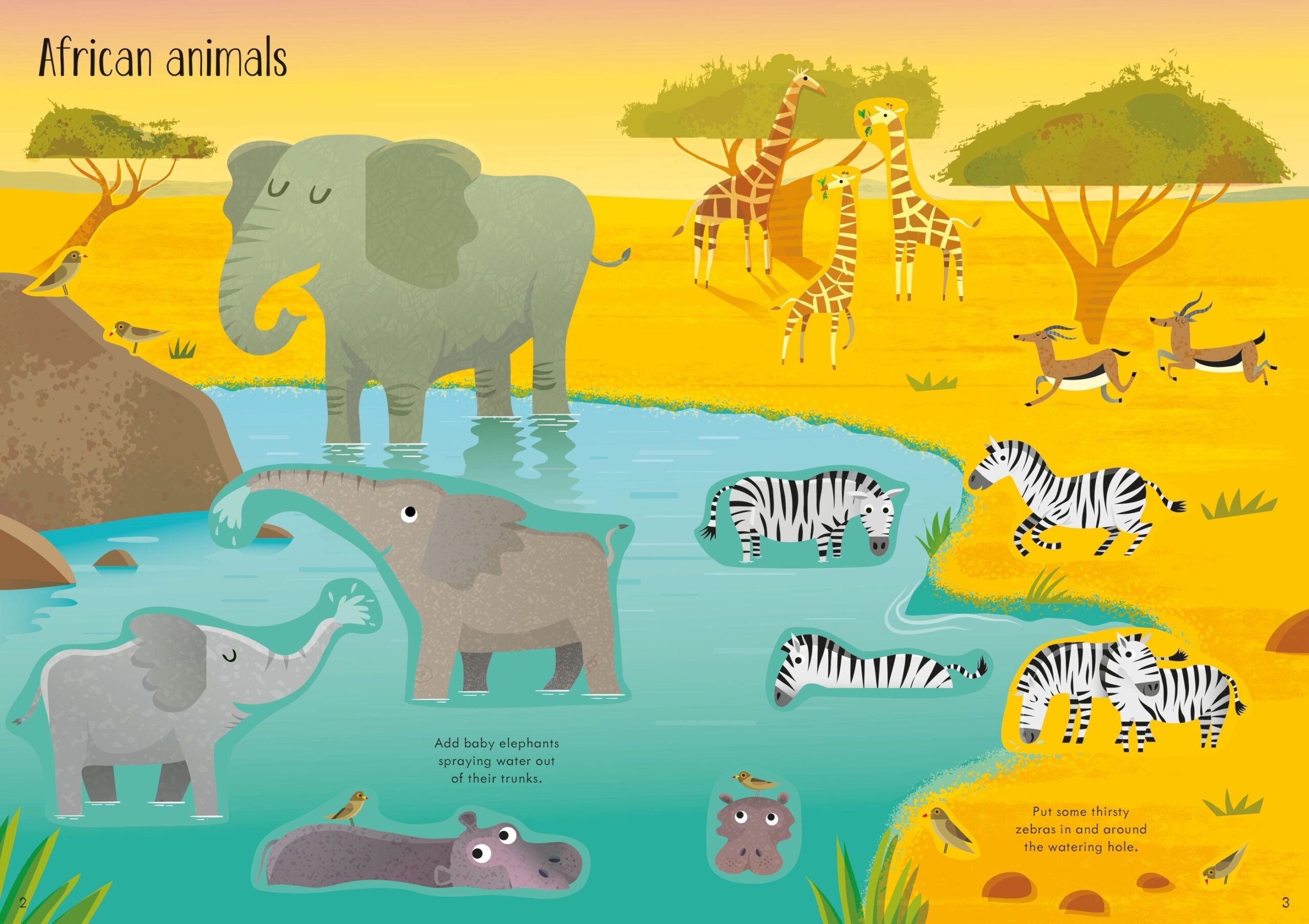 Usborne – Little First Stickers Animals – Carte cu stickere pentru copii 3+ ani – carte pentru copii Usborne, detalii conținut cu abțibilduri