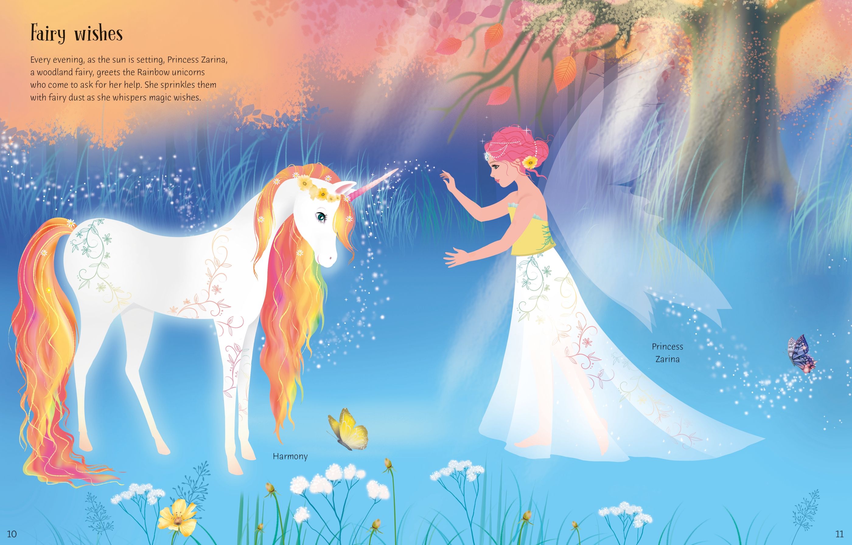 Usborne – Sticker Dolly Dressing Rainbow Unicorns – Carte cu stickere pentru copii 5+ ani – carte pentru copii Usborne, preview pagini