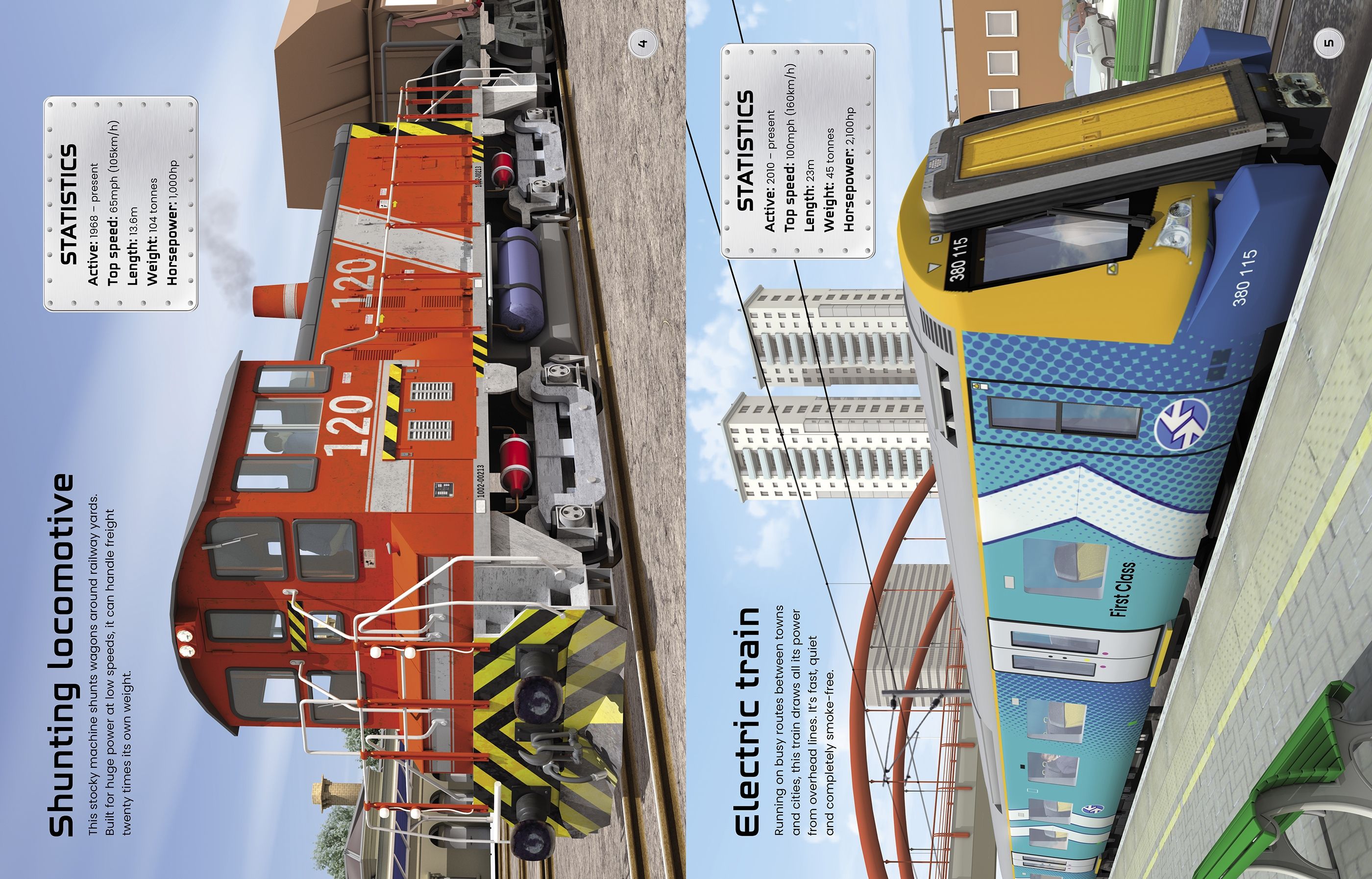 Usborne – Build Your Own Trains Sticker Book – Carte cu stickere pentru copii 5+ ani – carte pentru copii Usborne, detalii conținut cu abțibilduri