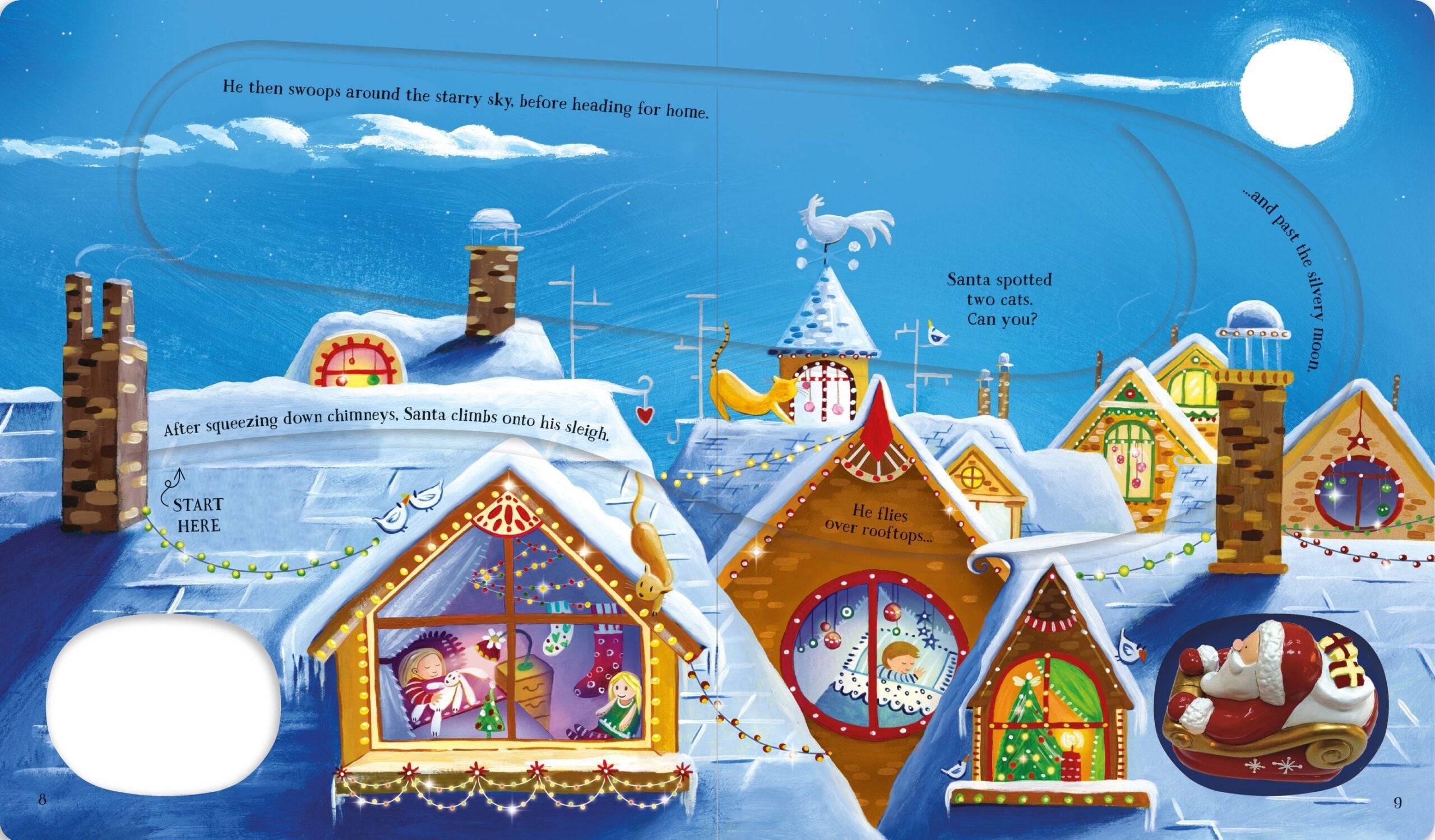 Usborne – Wind-Up Santa's Sleigh – Carte pentru copii 3+ ani – carte pentru copii Usborne, preview pagini