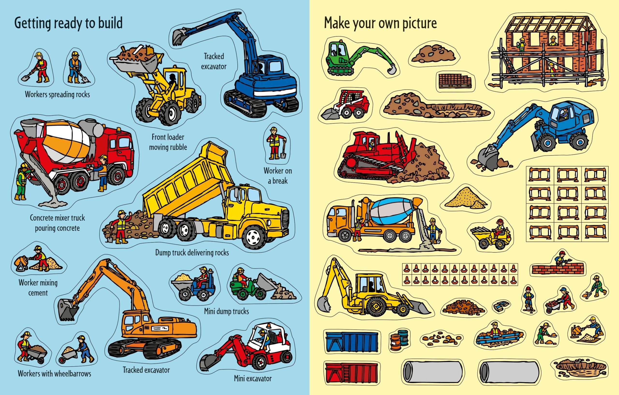 Usborne – First Sticker Book Big Machines – Carte cu stickere pentru copii 3+ ani – carte pentru copii Usborne, preview pagini