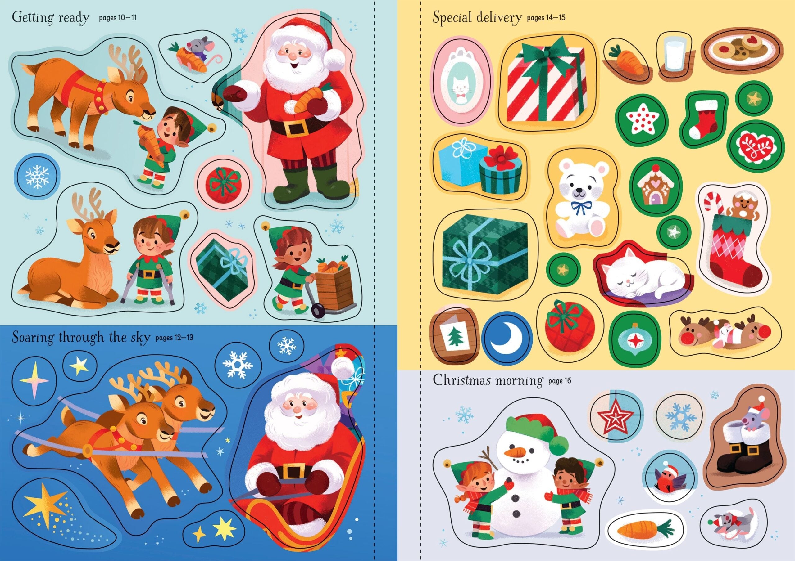 Usborne – Sparkly Santa Sticker Book – Carte cu stickere pentru copii 3+ ani – carte pentru copii Usborne, preview pagini