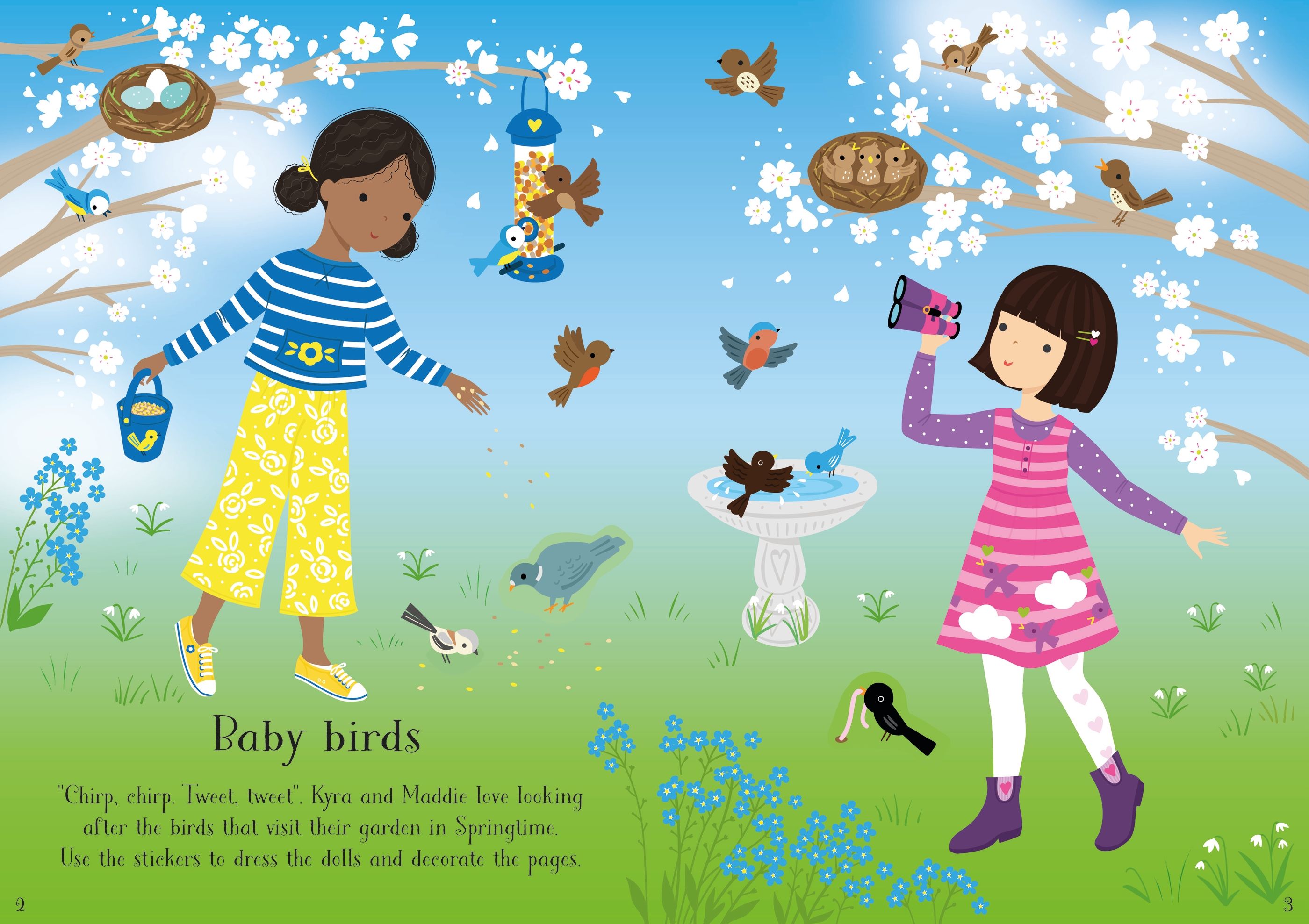 Usborne – Little Sticker Dolly Dressing Easter – Carte cu stickere pentru copii 4+ ani – carte pentru copii Usborne, detalii conținut cu abțibilduri