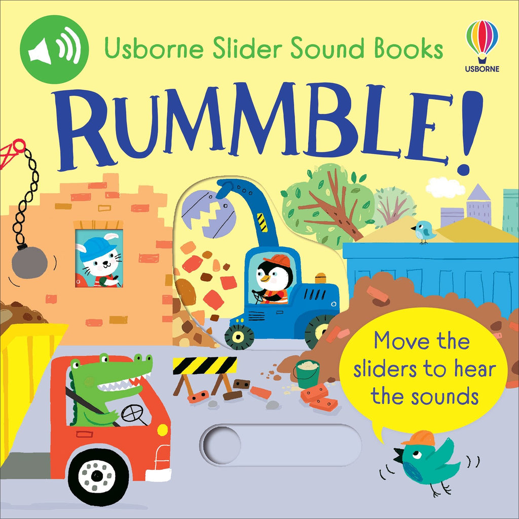 Usborne – Slider Sound Books: Rummble! – Carte cu sunete pentru copii 6+ luni – carte pentru copii Usborne, copertă