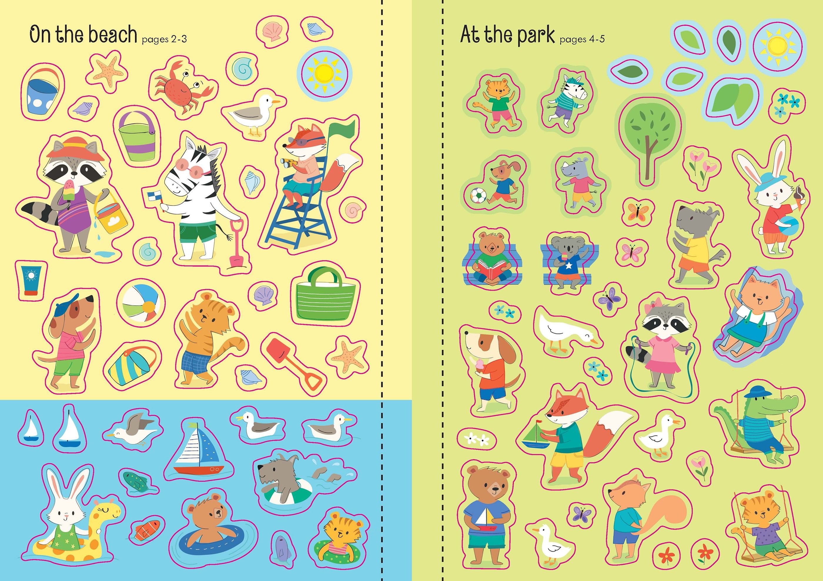 Usborne – Little First Stickers Summer – Carte cu stickere pentru copii 3+ ani – carte pentru copii Usborne, preview pagini