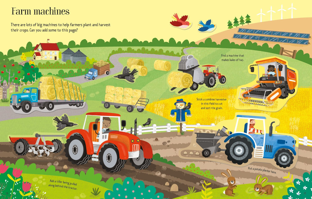 Usborne – First Sticker Book Farm – Carte cu stickere pentru copii 3+ ani – carte pentru copii Usborne, detalii conținut cu abțibilduri