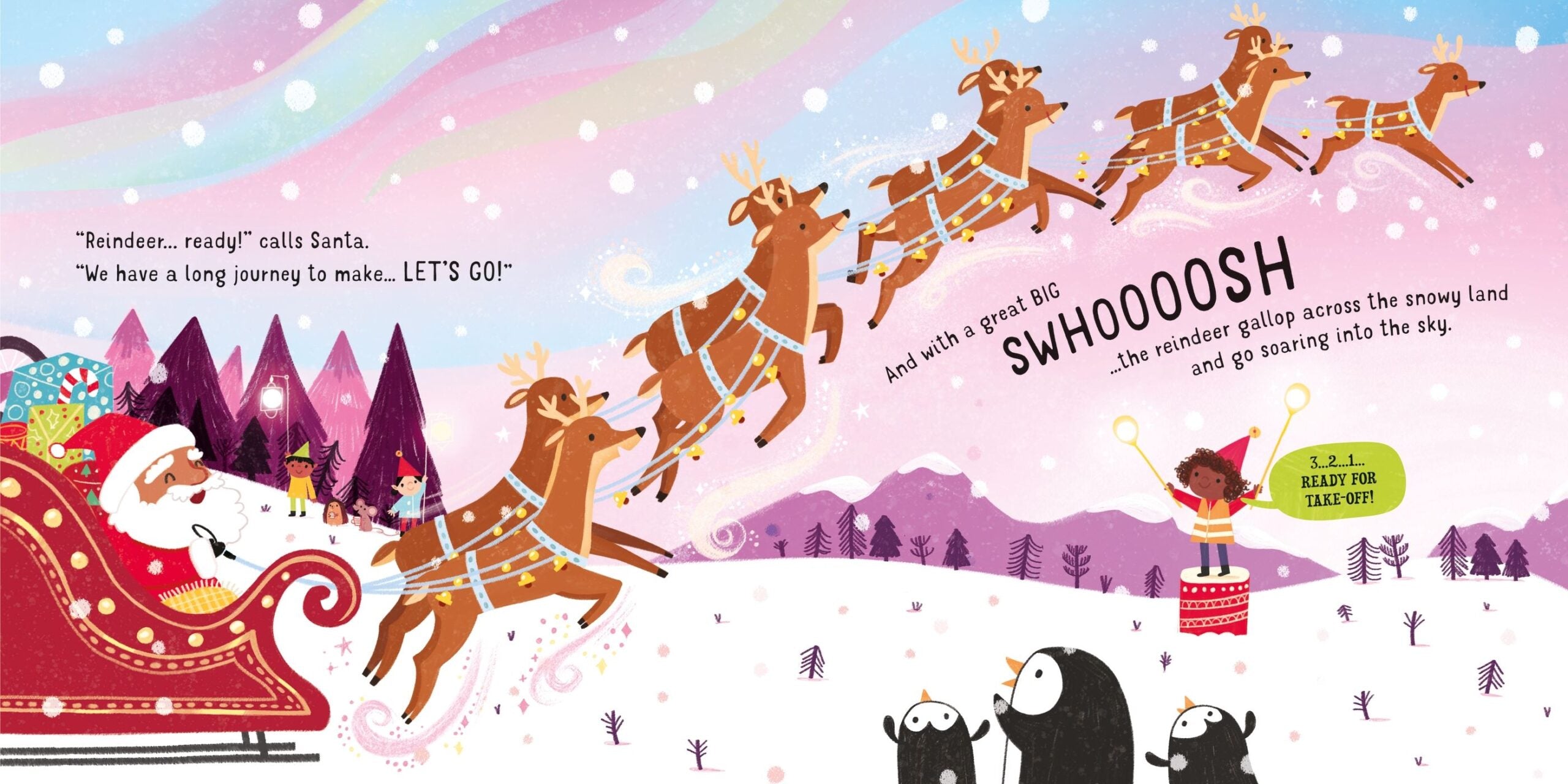 Usborne – Twinkly Twinkly Santa's Sleigh Ride – Carte pentru copii 6+ luni – carte pentru copii Usborne, pagini interior ilustrate