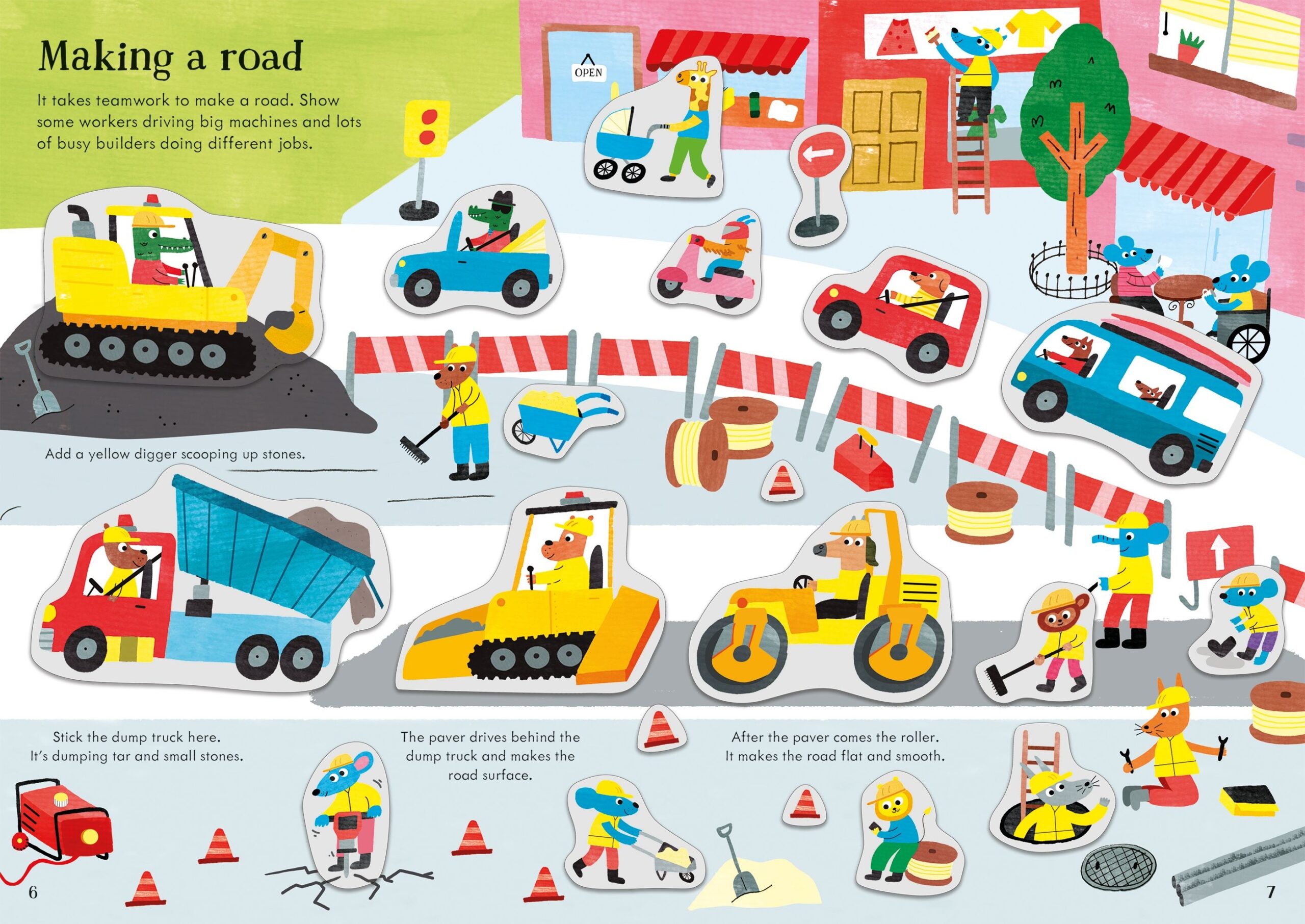 Usborne – Little First Stickers Building Site – Carte cu stickere pentru copii 3+ ani – carte pentru copii Usborne, preview pagini