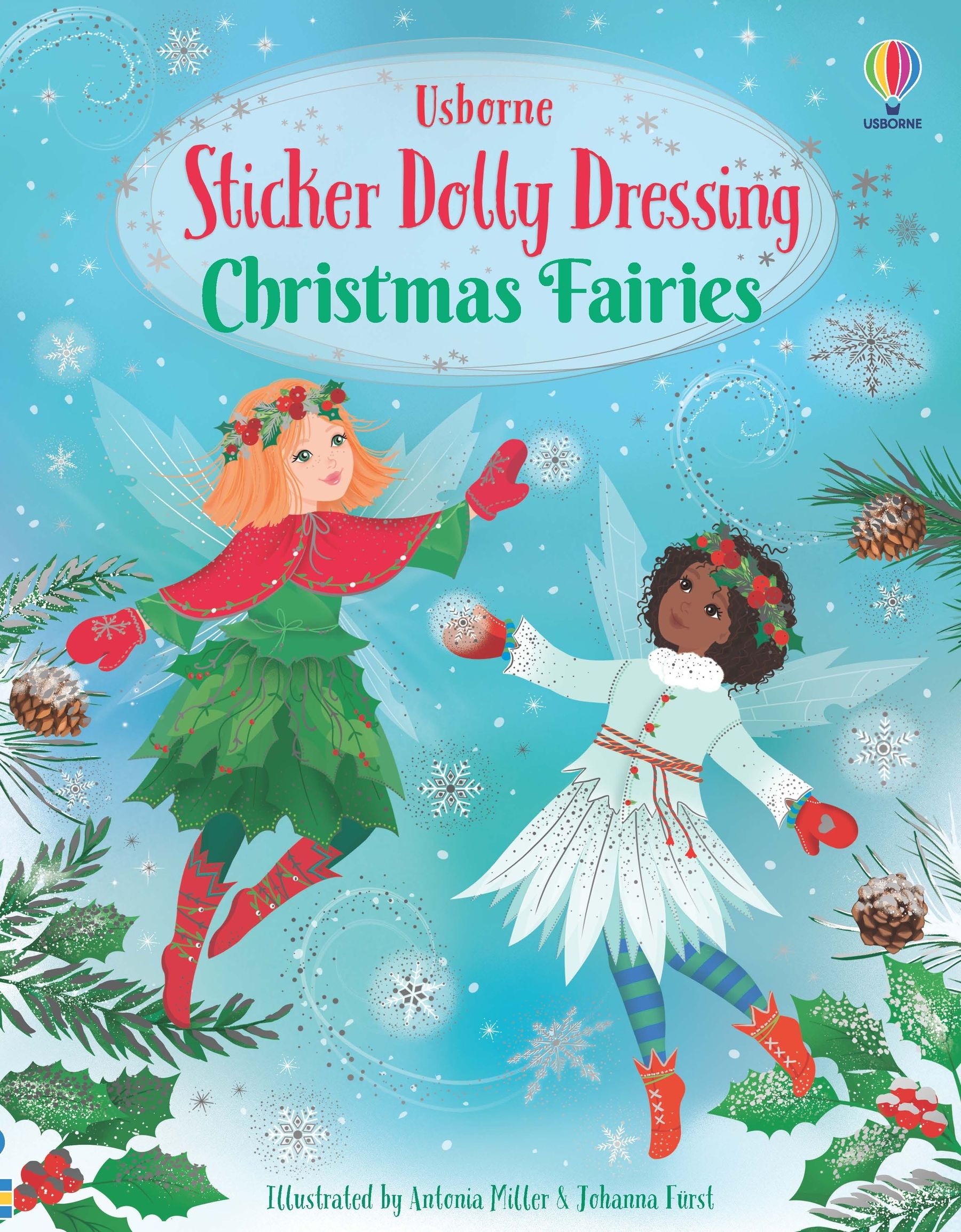 Usborne – Sticker Dolly Dressing Christmas Fairies – Carte cu stickere pentru copii 5+ ani – carte pentru copii Usborne, copertă