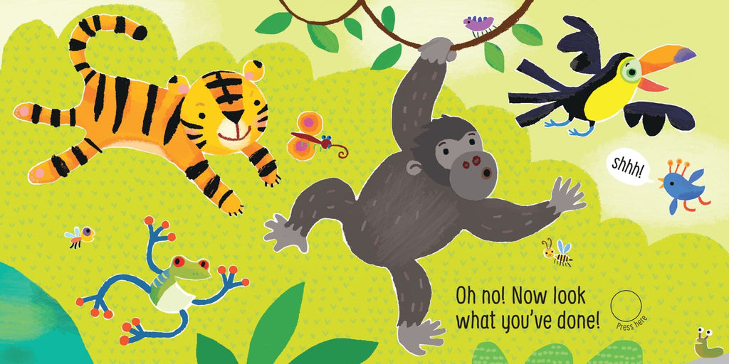 Usborne – Don't Tickle the Tiger! – Carte cu sunete pentru copii 6+ luni – carte pentru copii Usborne, pagini interior ilustrate