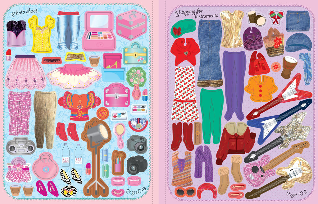 Usborne – Popstars – Carte cu stickere pentru copii 5+ ani – carte pentru copii Usborne, pagini interior ilustrate