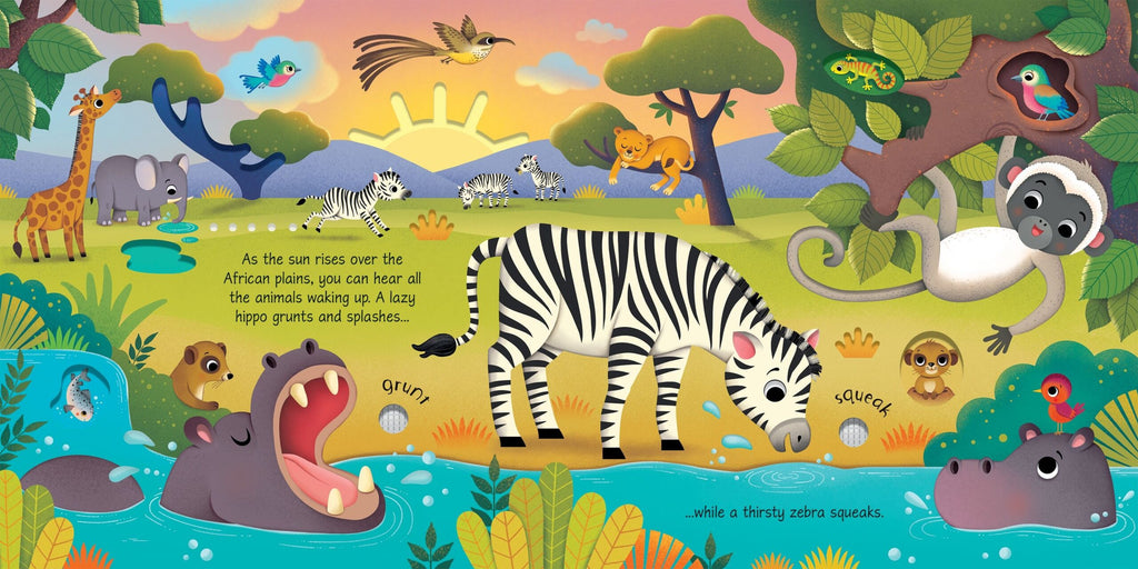 Usborne – Wild Animals Sound Book – Carte cu sunete pentru copii 6+ luni – carte pentru copii Usborne, detalii conținut cu sunete