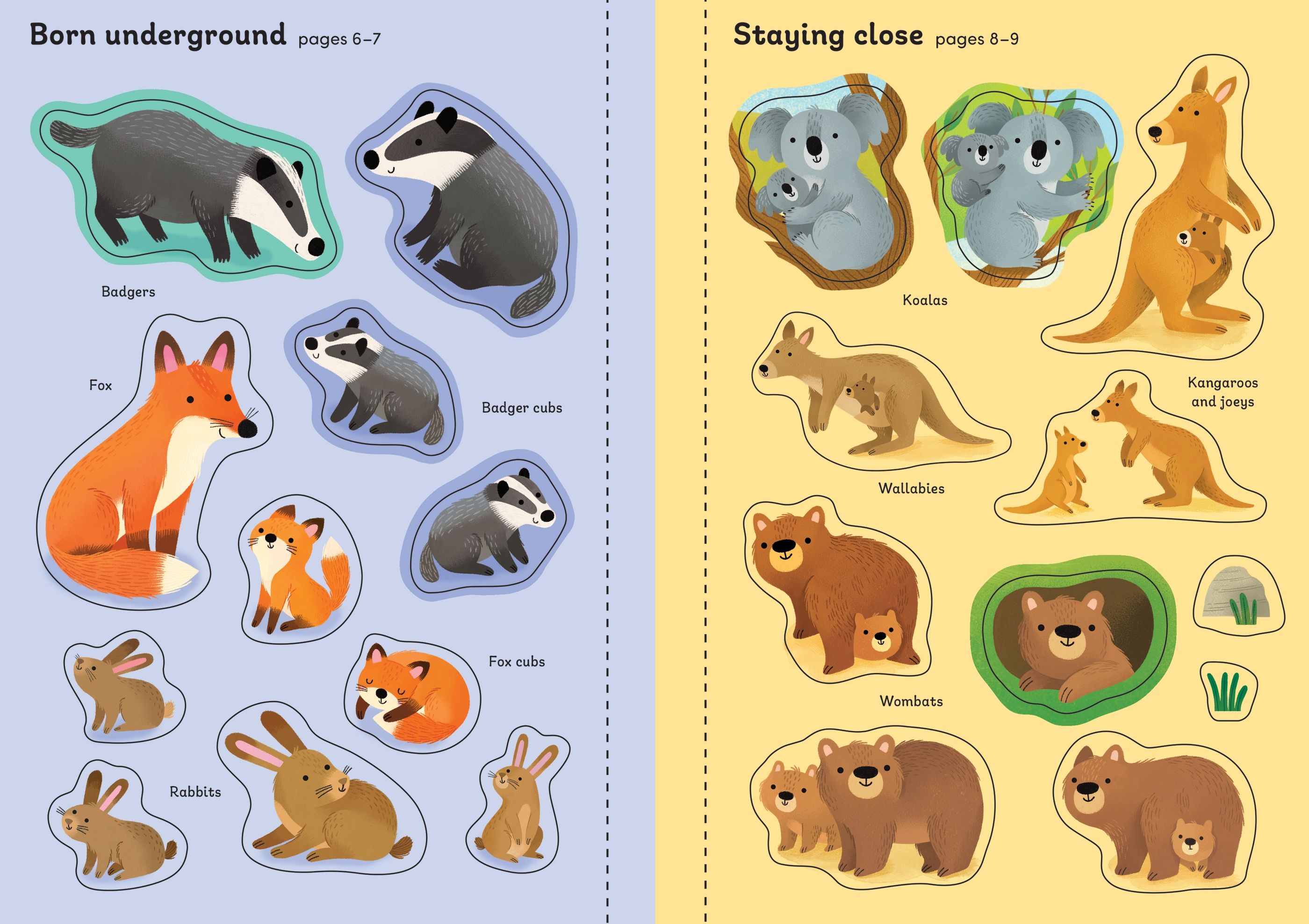 Usborne – Little First Stickers Baby Animals – Carte cu stickere pentru copii 3+ ani – carte pentru copii Usborne, preview pagini