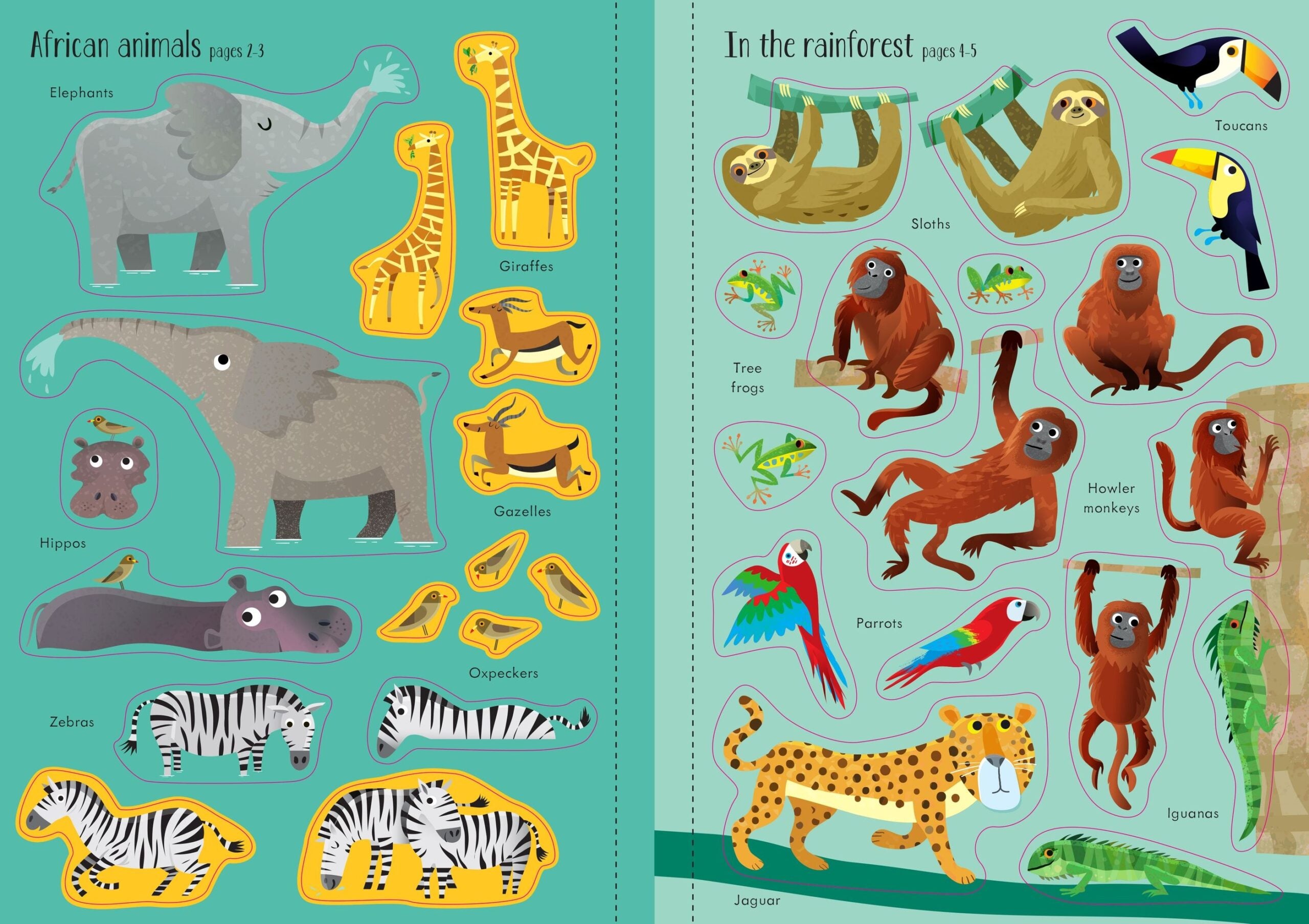 Usborne – Little First Stickers Animals – Carte cu stickere pentru copii 3+ ani – carte pentru copii Usborne, preview pagini