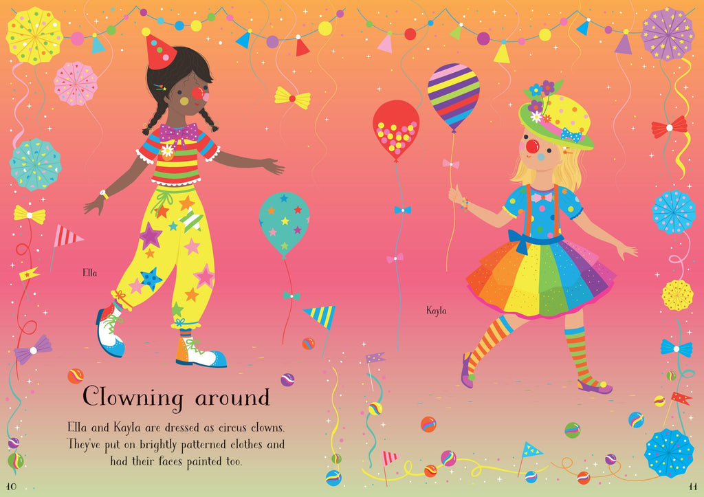 Usborne – Little Sticker Dolly Dressing Carnival – Carte cu stickere pentru copii 4+ ani – carte pentru copii Usborne, preview pagini
