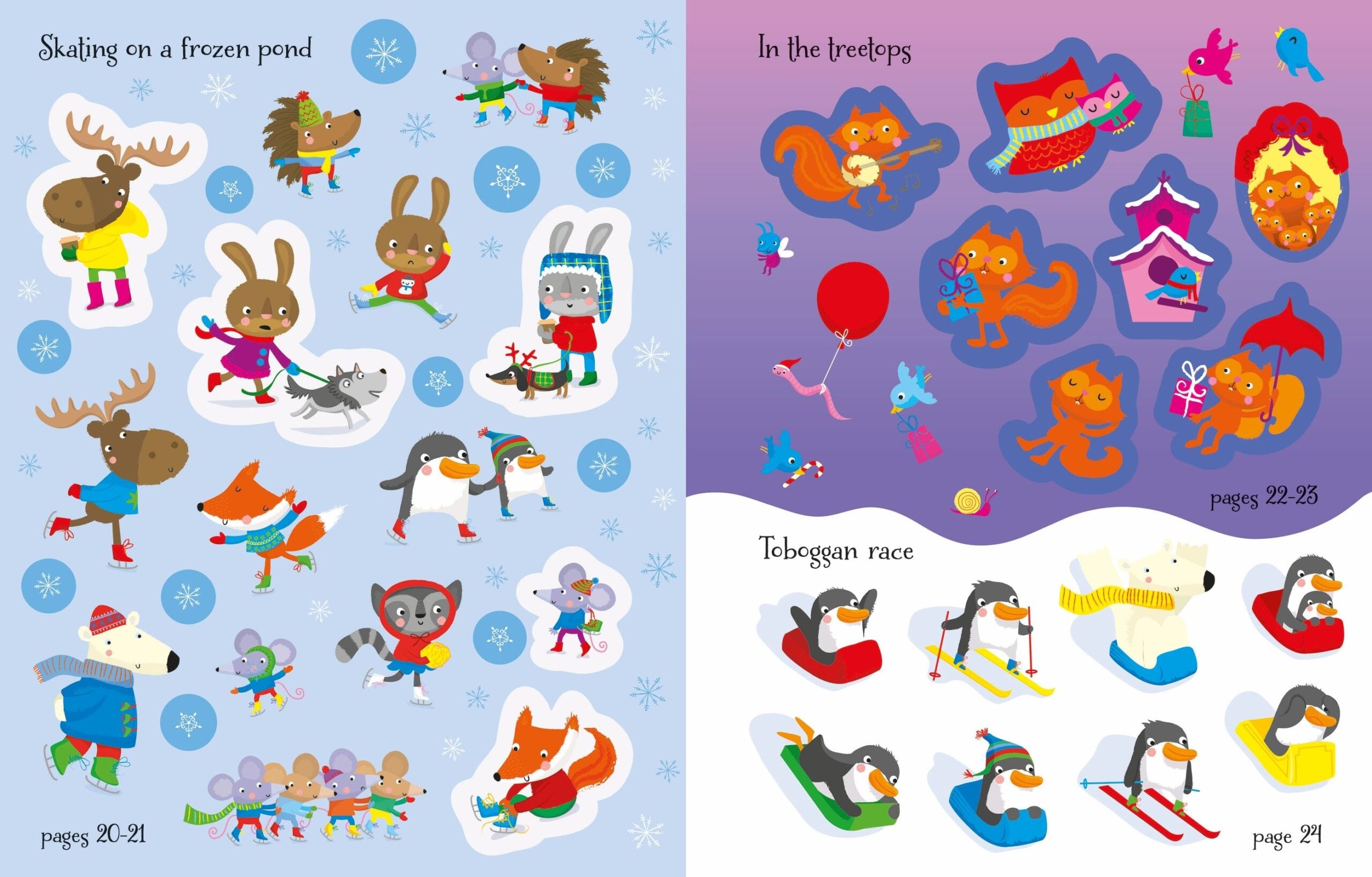 Usborne – Winter Wonderland Sticker Book – Carte cu stickere pentru copii 5+ ani – carte pentru copii Usborne, preview pagini