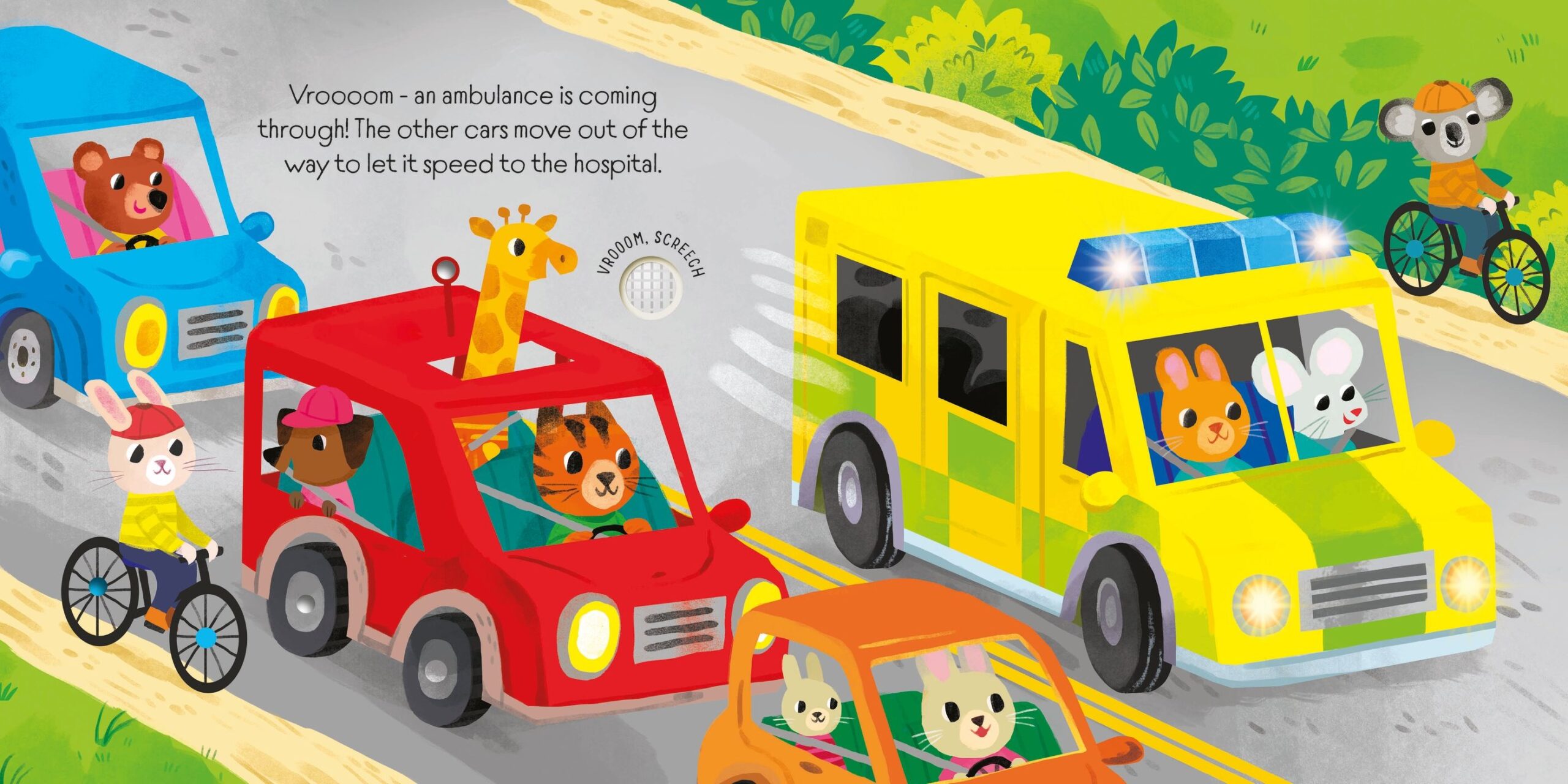 Usborne – Lights and Sounds Emergency Vehicles – Carte pentru copii 6+ luni – carte pentru copii Usborne, detalii conținut cu sunete
