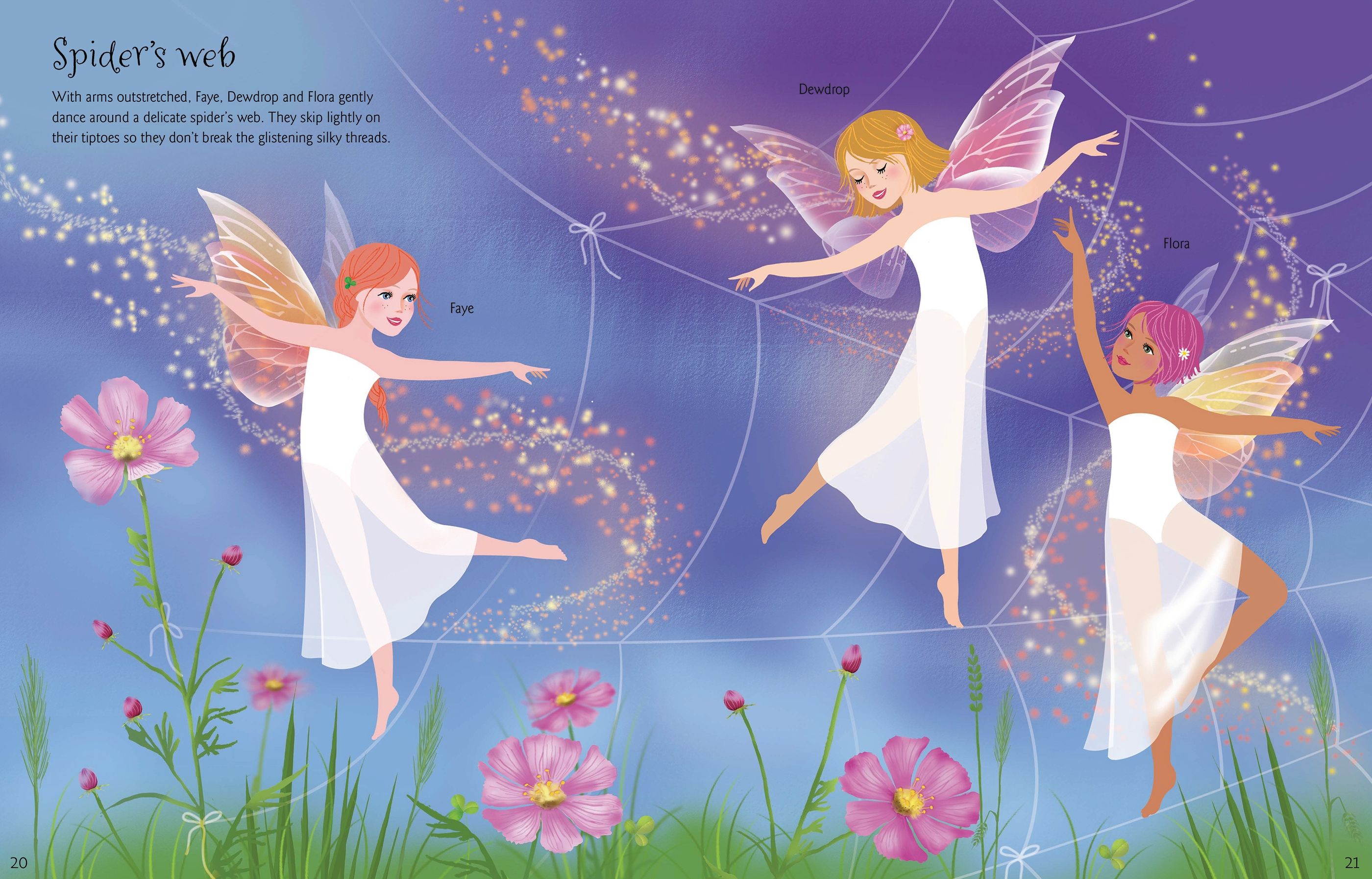 Usborne – Sticker Dolly Dressing Dancing Fairies – Carte cu stickere pentru copii 5+ ani – carte pentru copii Usborne, detalii conținut cu abțibilduri