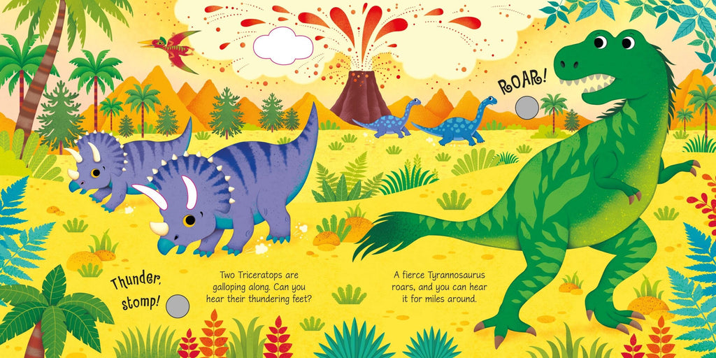 Usborne – Dinosaur Sounds – Carte cu sunete pentru copii 3+ ani – carte pentru copii Usborne, detalii conținut cu sunete