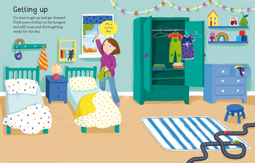 Detaliu din cartea „First Sticker Book My Day”, Usborne – imaginea 2