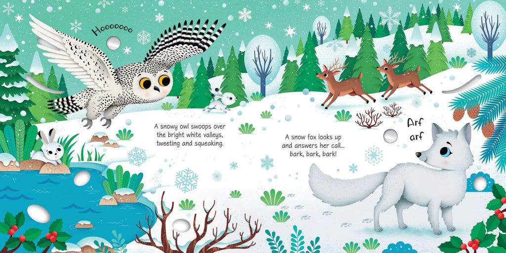 Usborne – Arctic Animals Sound Book – Carte cu sunete pentru copii 6+ luni – carte pentru copii Usborne, detalii conținut cu sunete