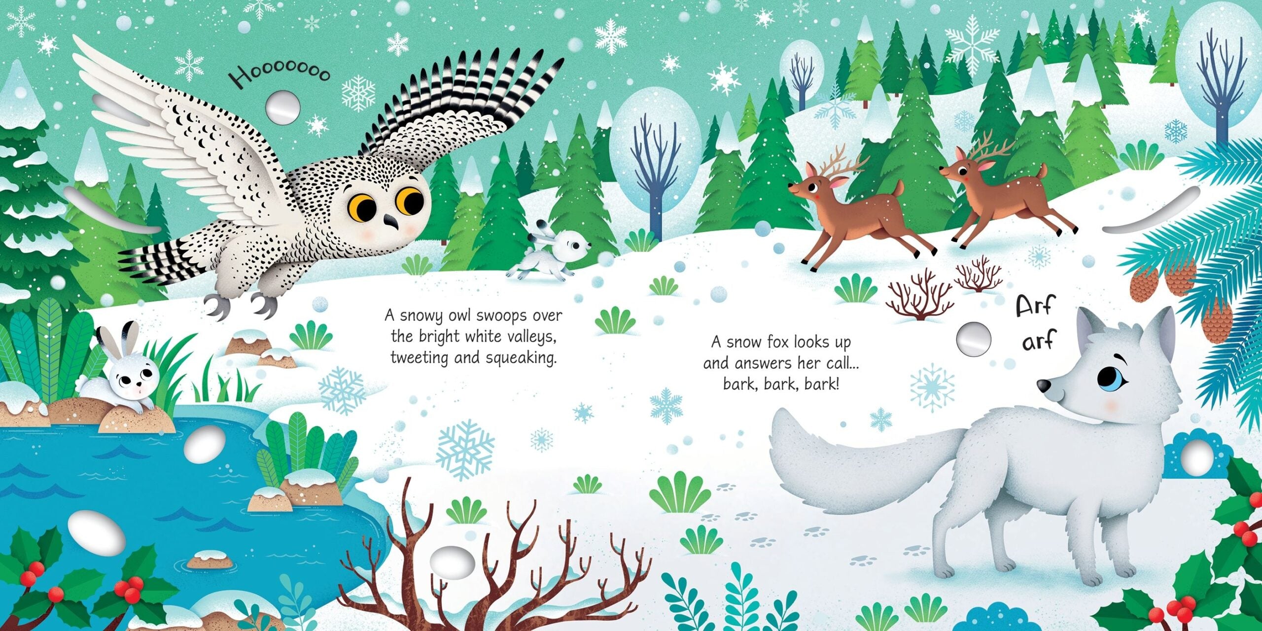 Usborne – Arctic Animals Sound Book – Carte cu sunete pentru copii 6+ luni – carte pentru copii Usborne, detalii conținut cu sunete