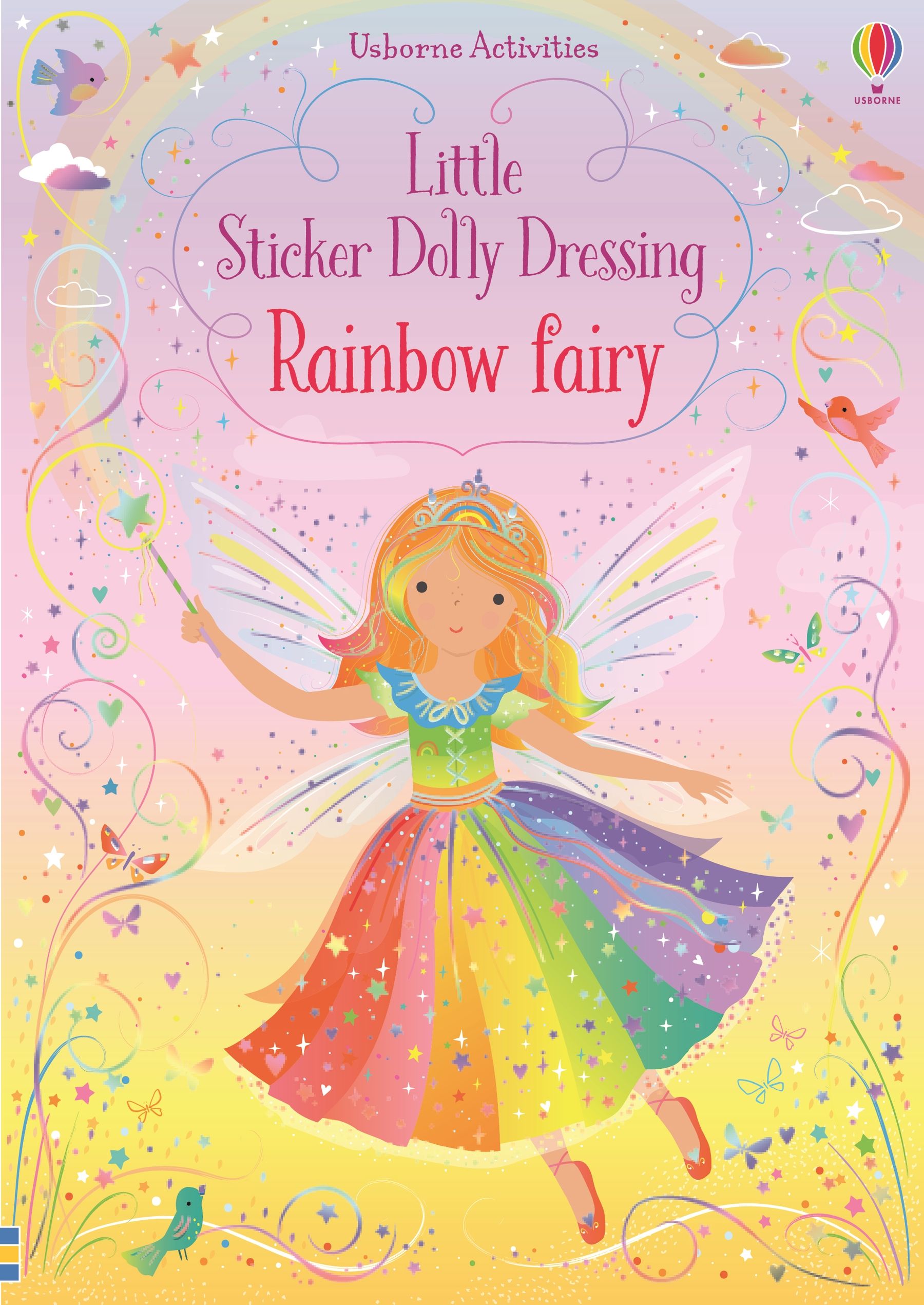 Usborne – Little Sticker Dolly Dressing Rainbow Fairy – Carte cu stickere pentru copii 4+ ani – carte pentru copii Usborne, copertă