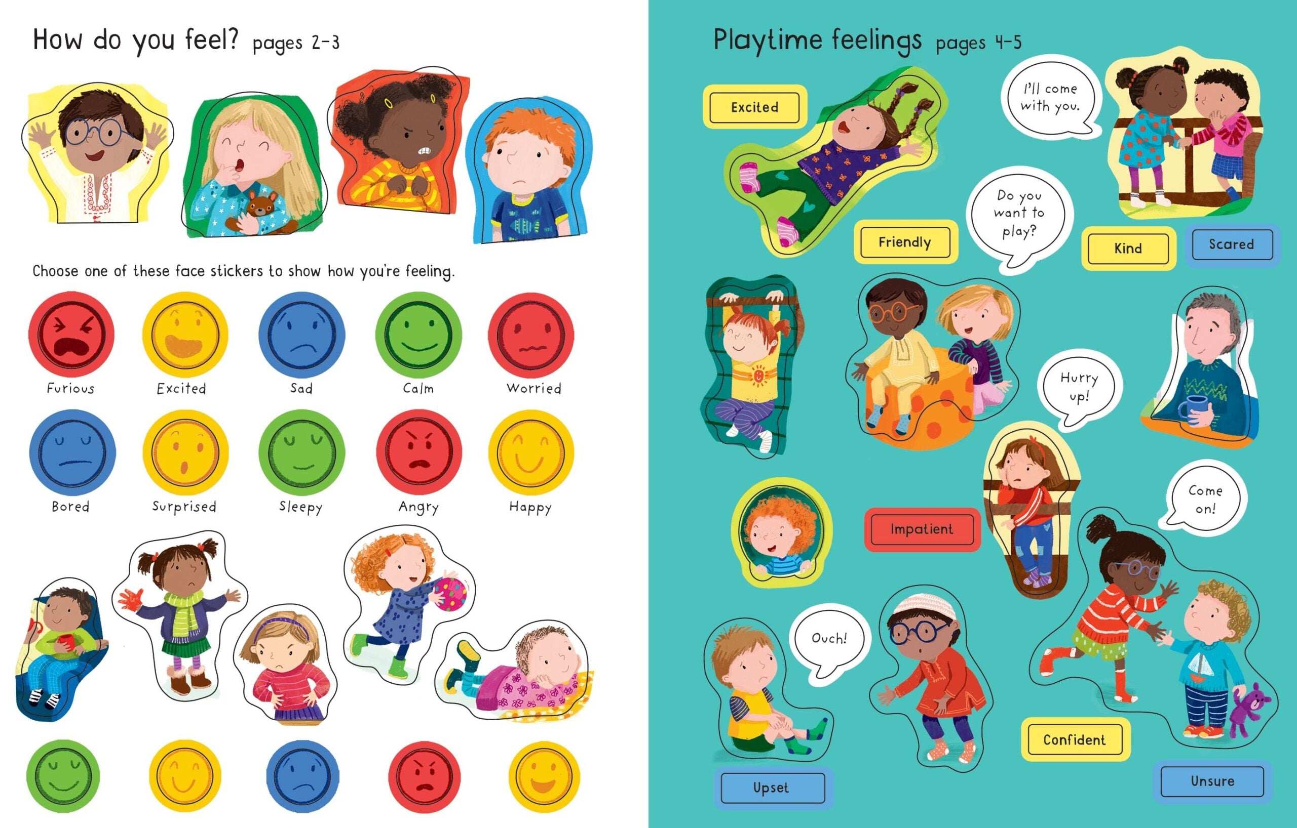 Usborne – First Sticker Book Feelings – Carte cu stickere pentru copii 3+ ani – carte pentru copii Usborne, preview pagini