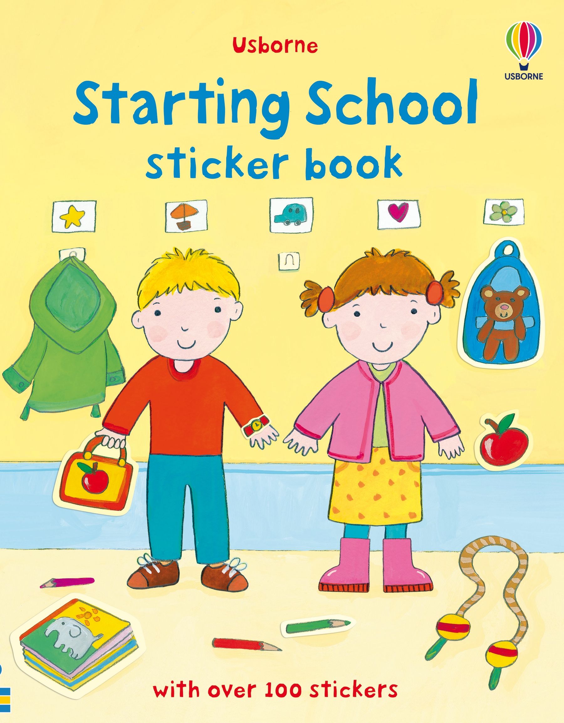 Coperta cărții „Starting School Sticker Book” – carte cu stickere Usborne pentru copii 3+ ani