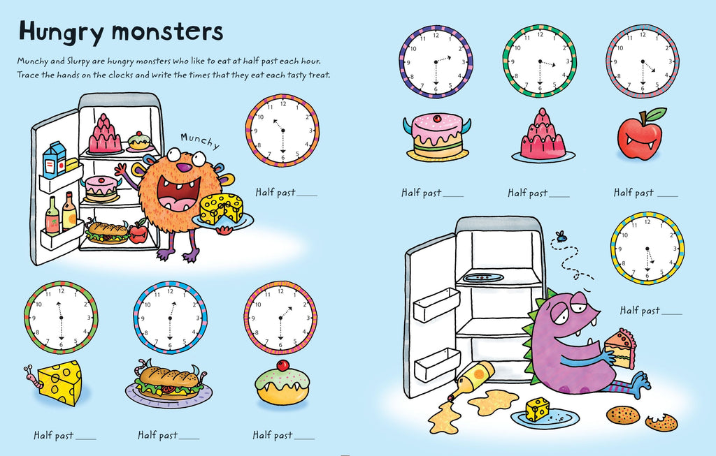 Wipe-clean Telling the Time – Carte de activități pentru copii 3+ ani, Usborne