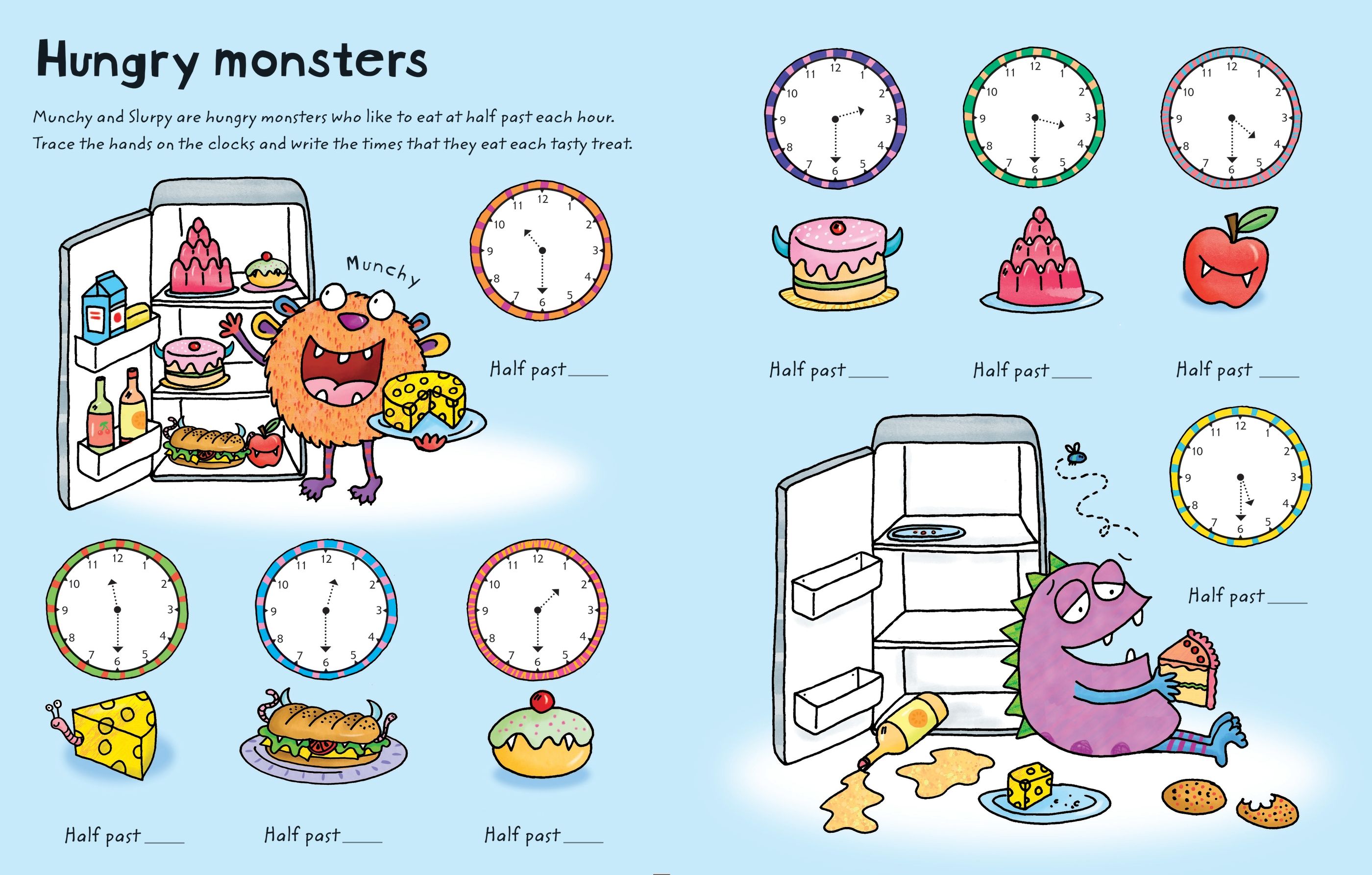 Wipe-clean Telling the Time – Carte de activități pentru copii 3+ ani, Usborne