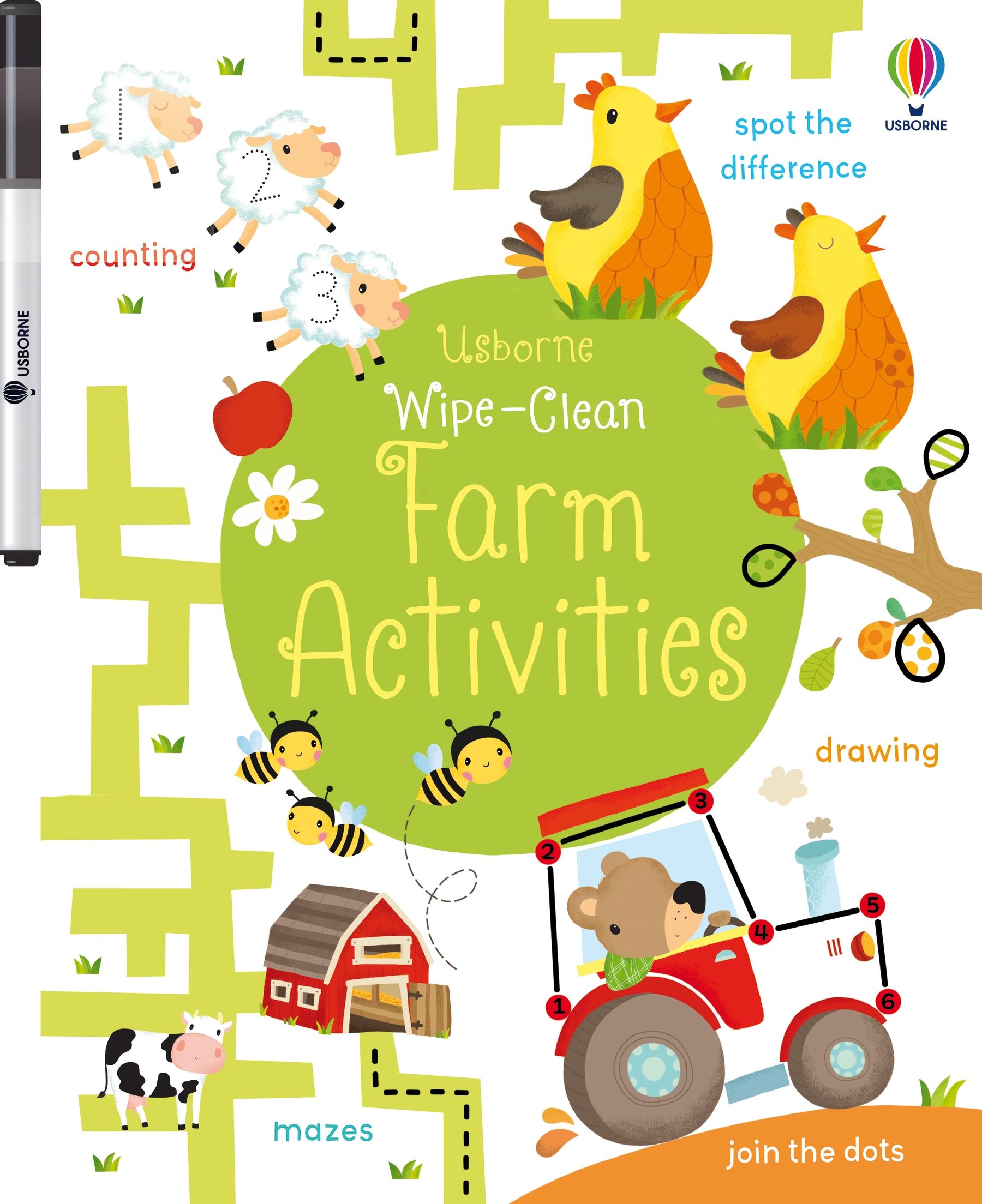 Wipe-Clean Farm Activities – Carte de activități pentru copii 3+ ani, Usborne
