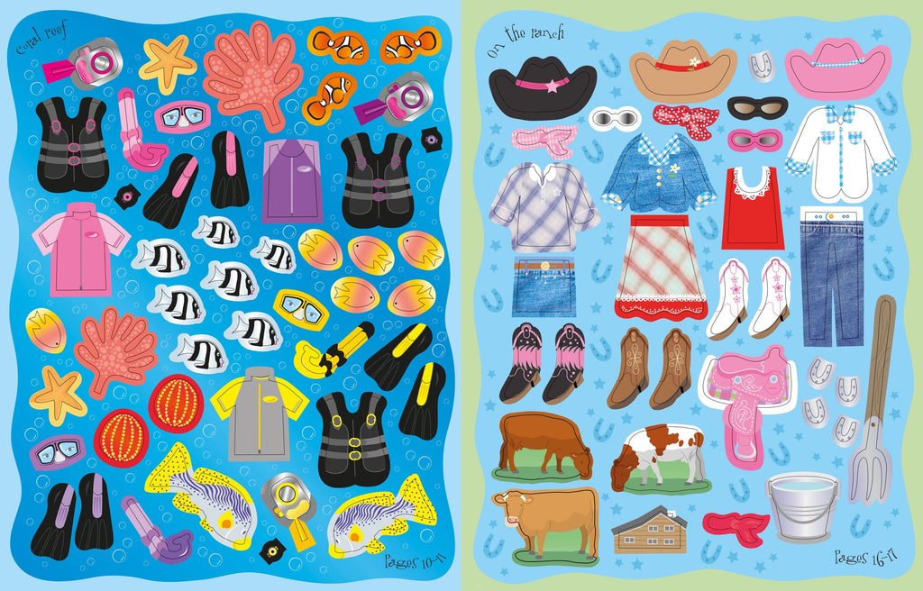 Sticker Dolly Dressing Holiday – Carte cu stickere pentru copii 5+ ani, Usborne