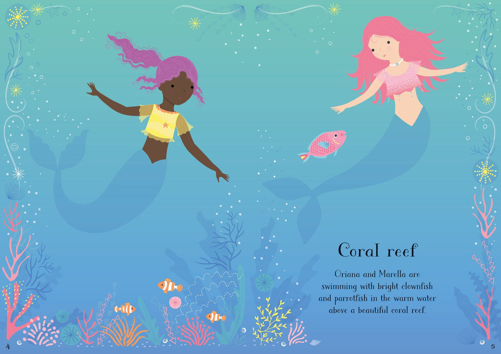 Little Sticker Dolly Dressing Mermaid – Carte cu stickere pentru copii 4+ ani, Usborne