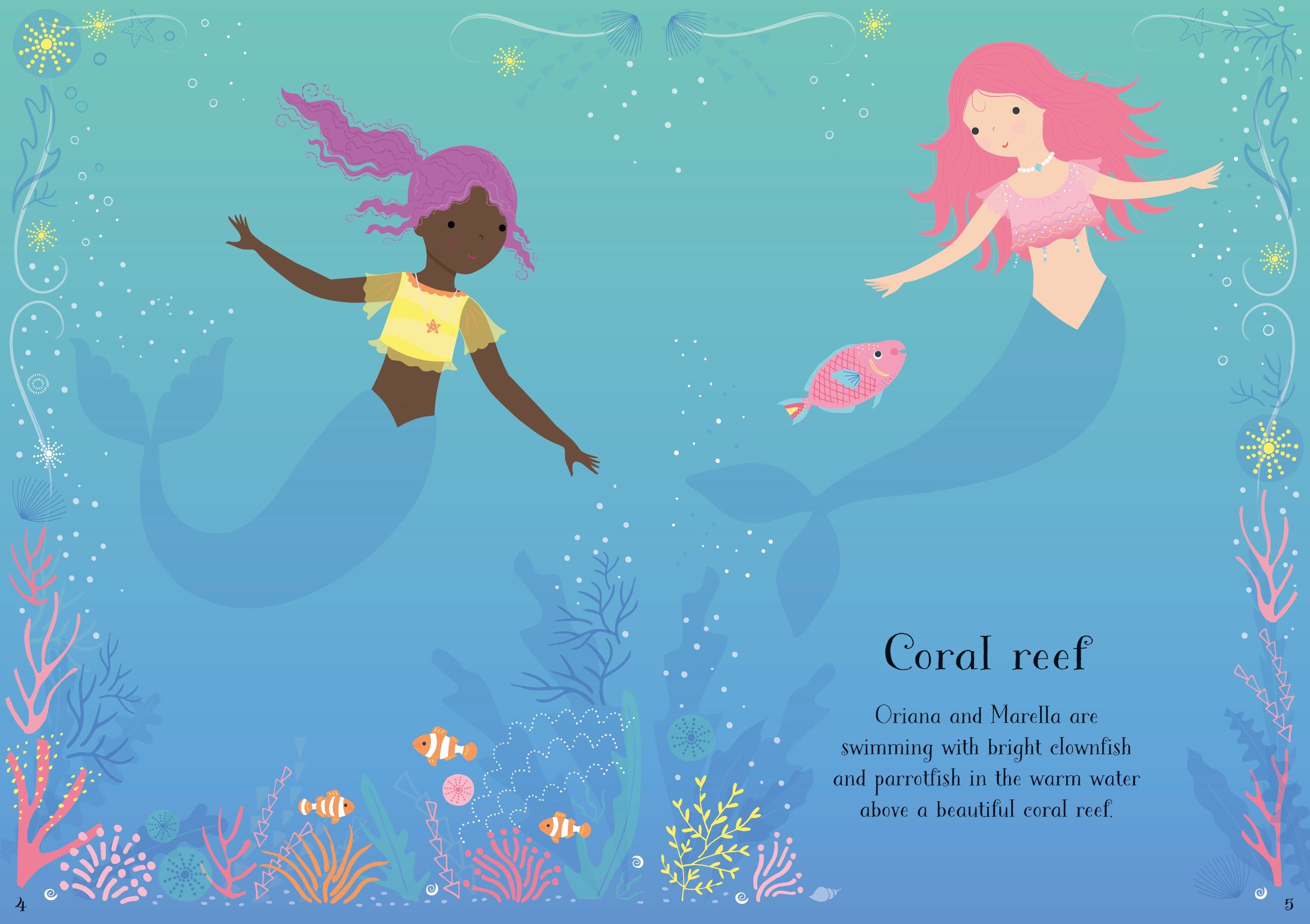 Little Sticker Dolly Dressing Mermaid – Carte cu stickere pentru copii 4+ ani, Usborne