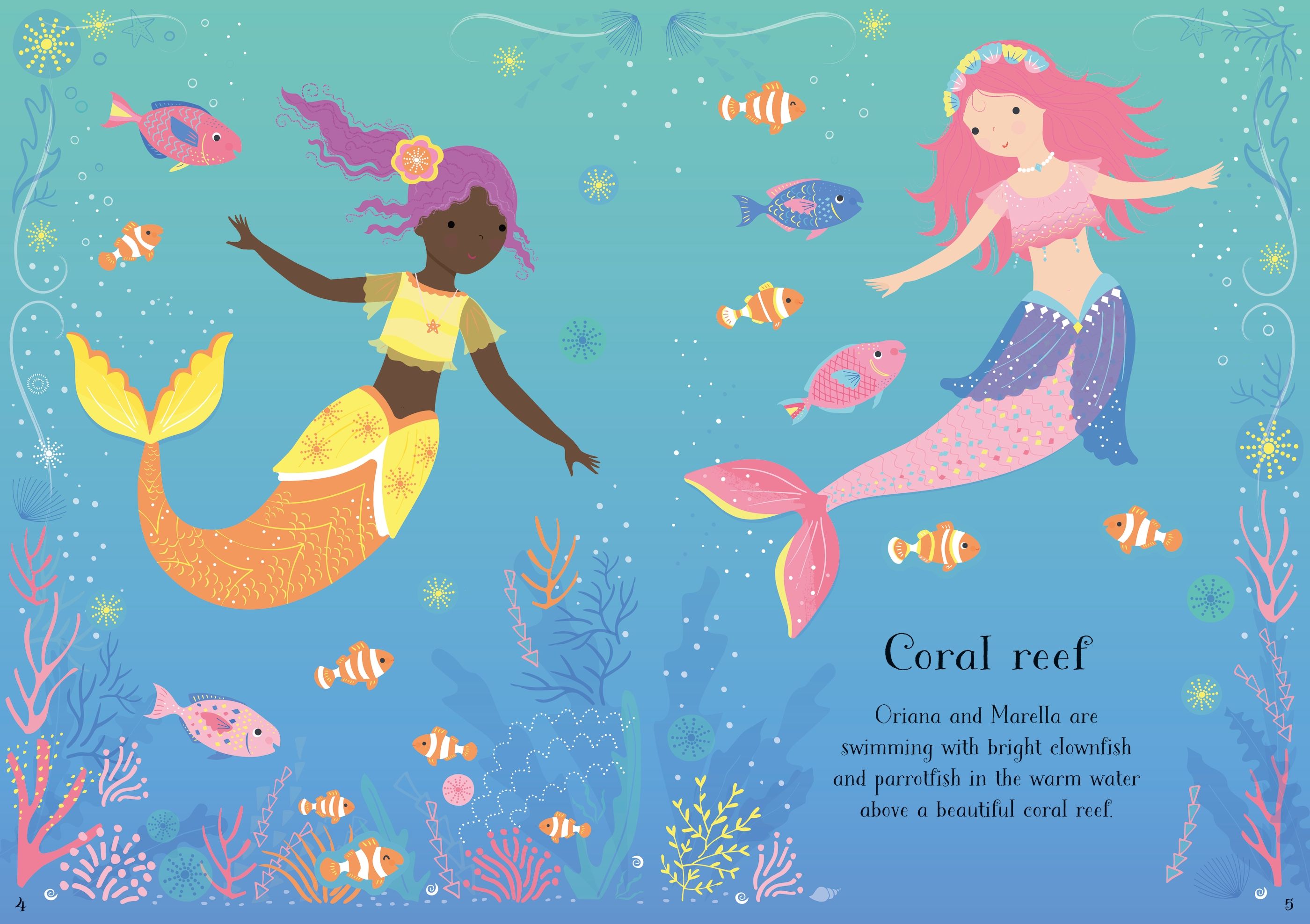 Little Sticker Dolly Dressing Mermaid – Carte cu stickere pentru copii 4+ ani, Usborne