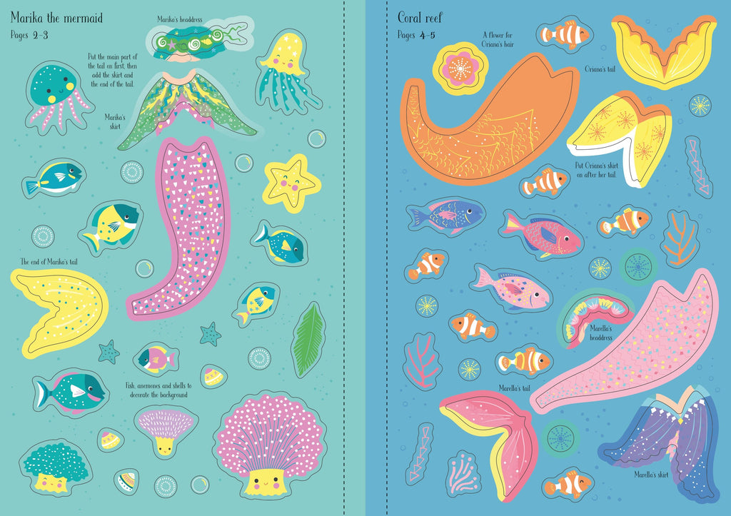 Little Sticker Dolly Dressing Mermaid – Carte cu stickere pentru copii 4+ ani, Usborne