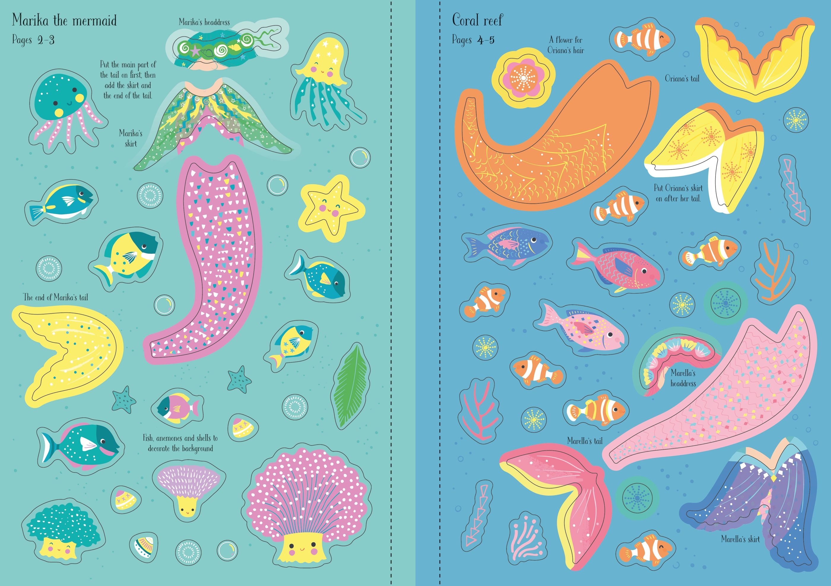 Little Sticker Dolly Dressing Mermaid – Carte cu stickere pentru copii 4+ ani, Usborne