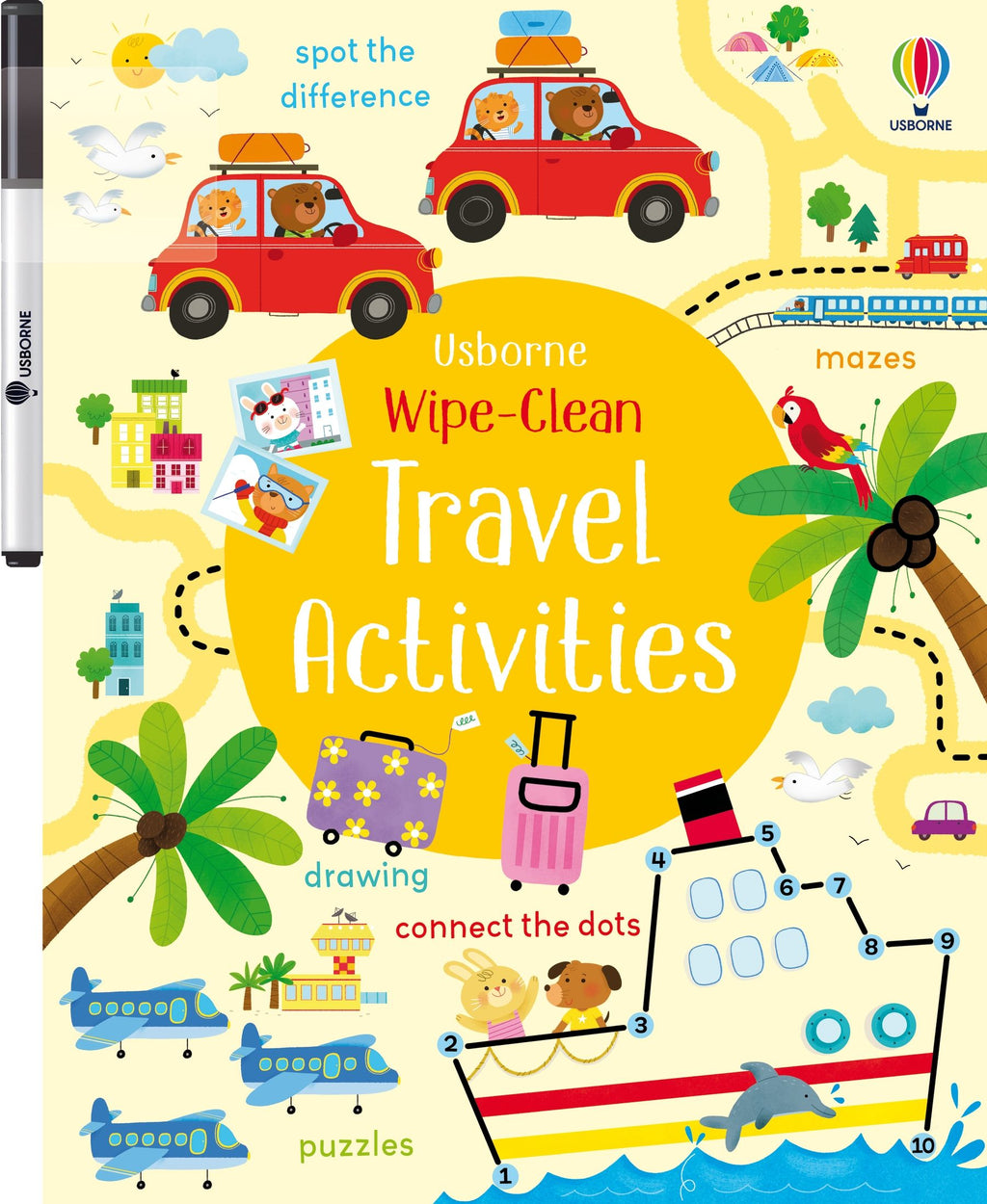 Wipe-Clean Travel Activities – Carte de activități pentru copii 3+ ani, Usborne