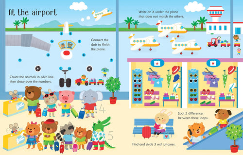 Wipe-Clean Travel Activities – Carte de activități pentru copii 3+ ani, Usborne
