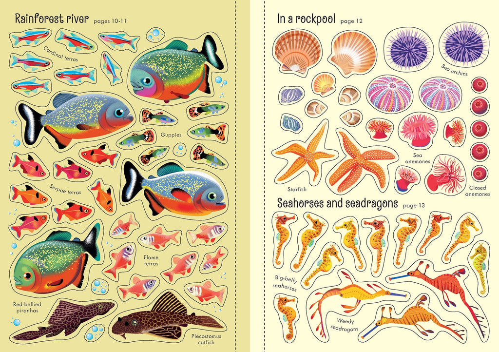 Little First Stickers Aquarium – Carte cu stickere pentru copii 3+ ani, Usborne