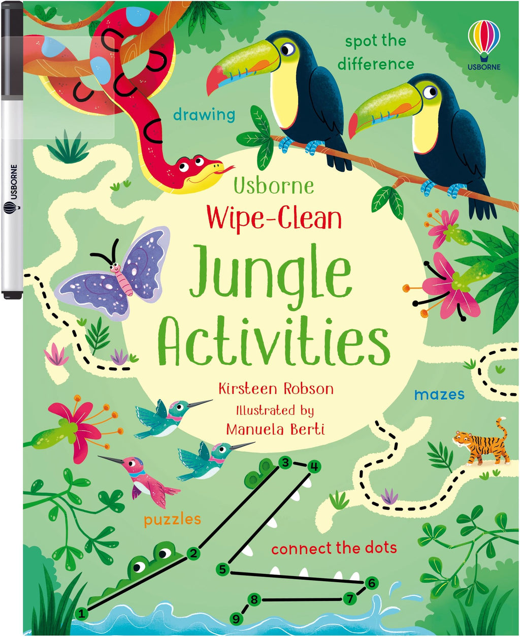 Wipe-Clean Jungle Activities – Carte de activități pentru copii 3+ ani, Usborne