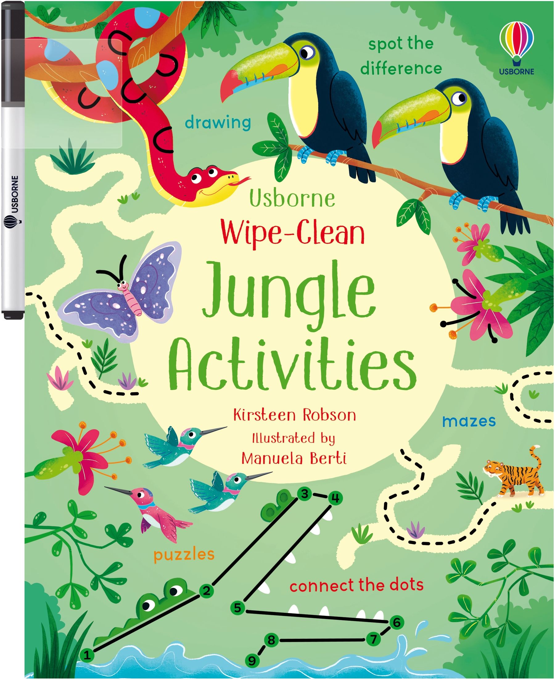 Wipe-Clean Jungle Activities – Carte de activități pentru copii 3+ ani, Usborne