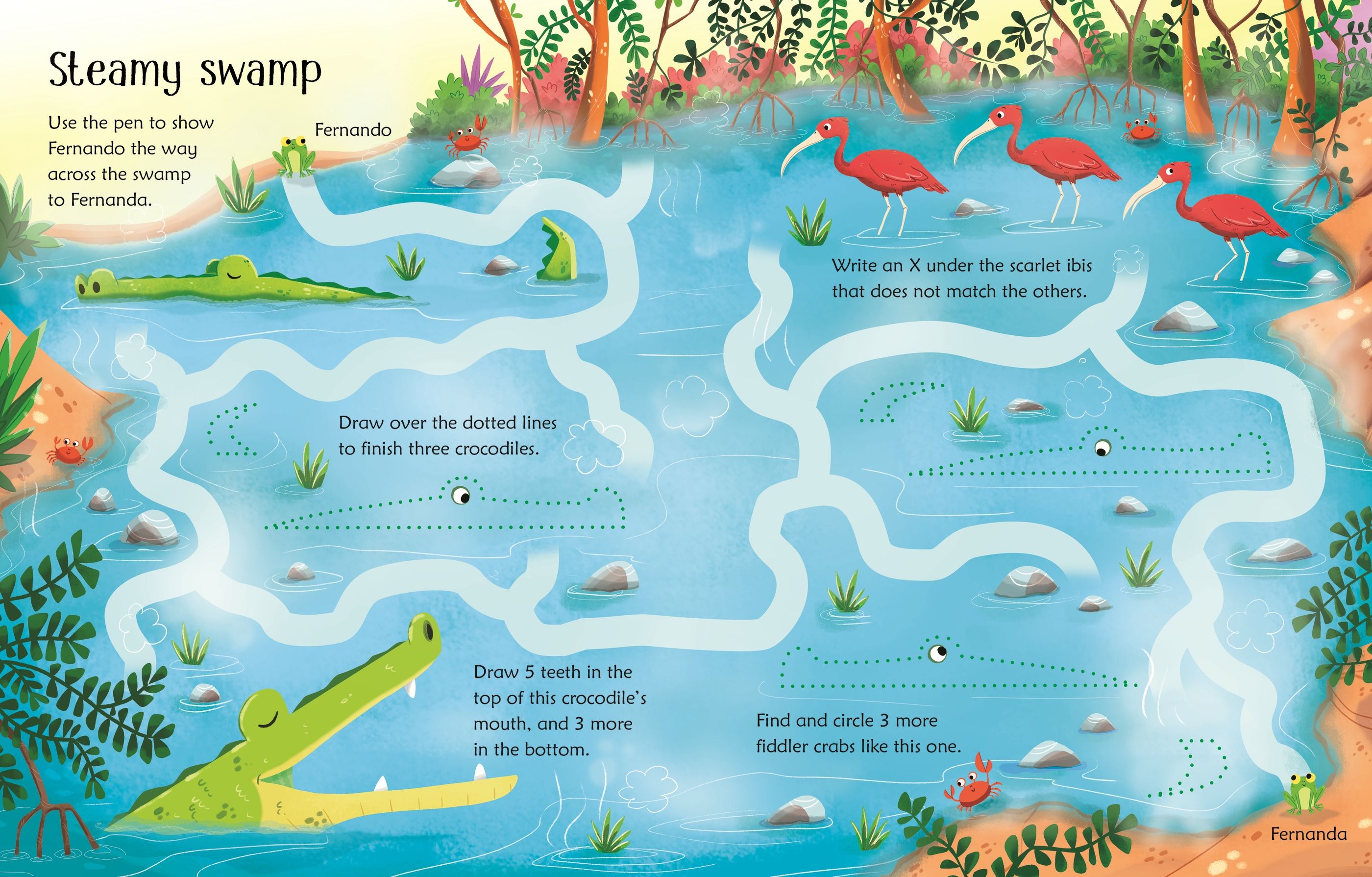 Wipe-Clean Jungle Activities – Carte de activități pentru copii 3+ ani, Usborne