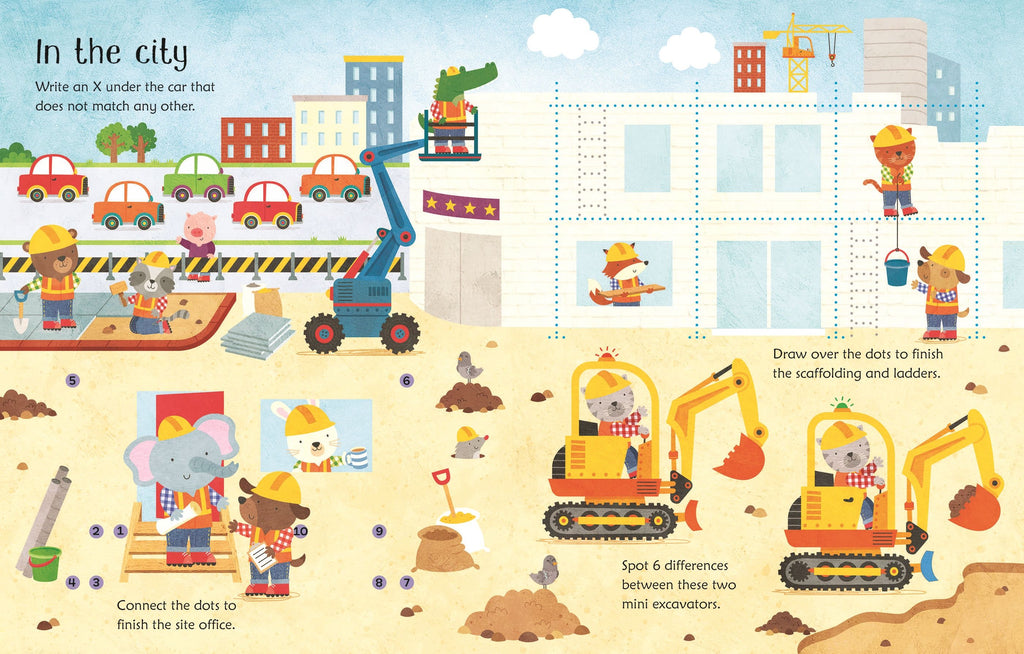 Wipe-Clean Building Site Activities – Carte de activități pentru copii 3+ ani, Usborne